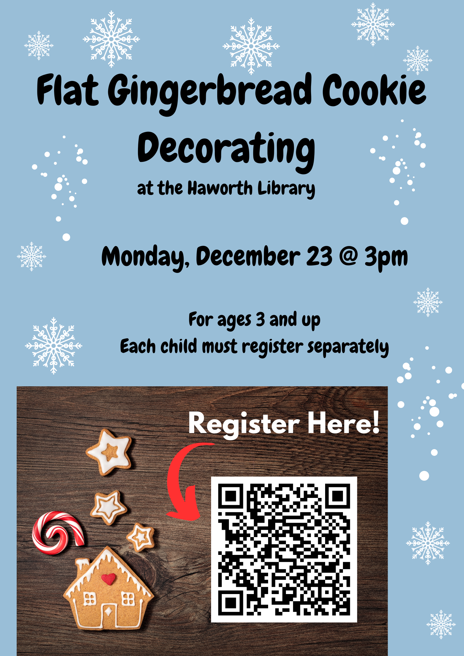 Flat Gingerbread Cookie Decorating for Ages 3-12