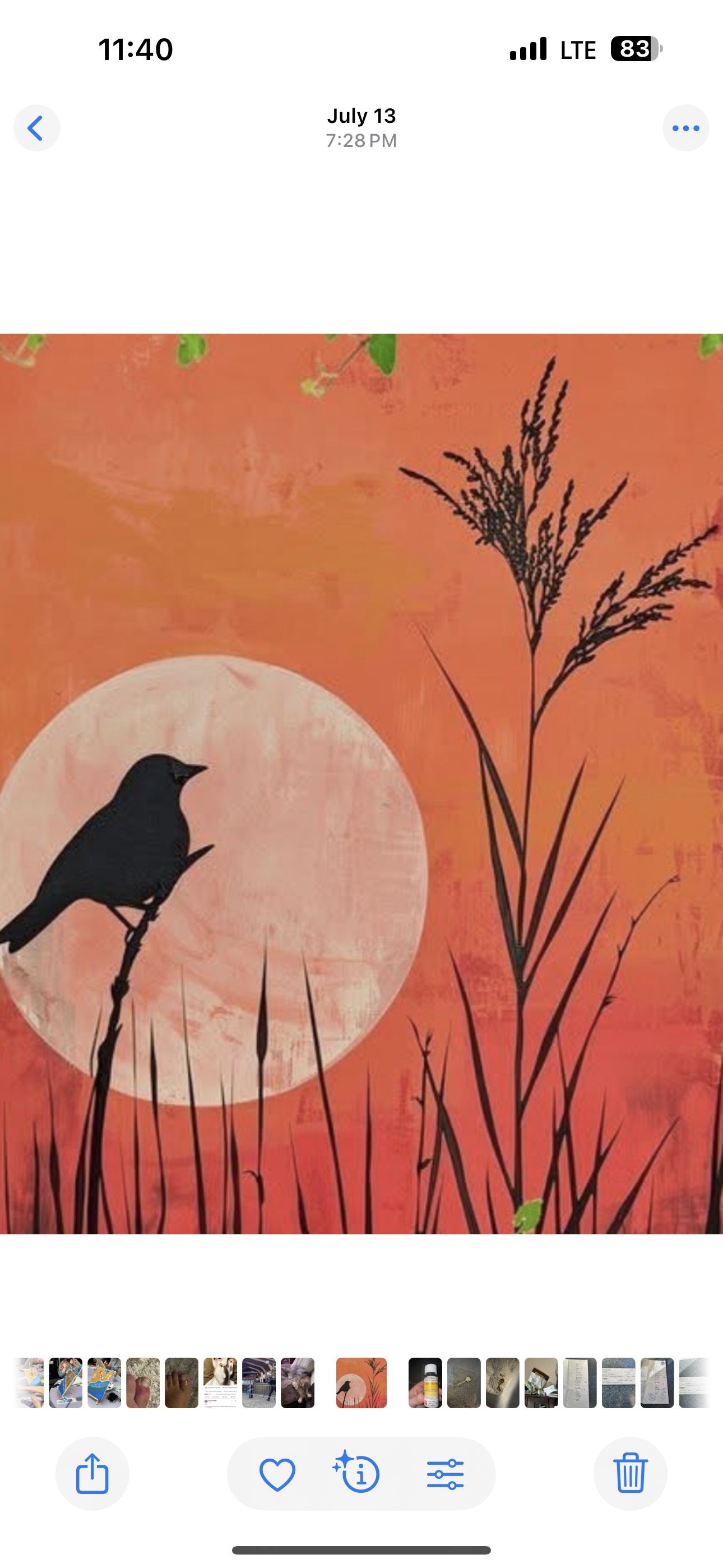 Fall Bird Silhouette Painting