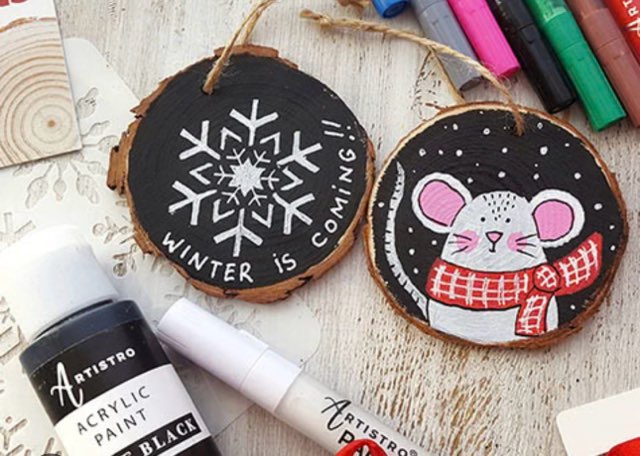 Winter Mouse Ornament Set of 2