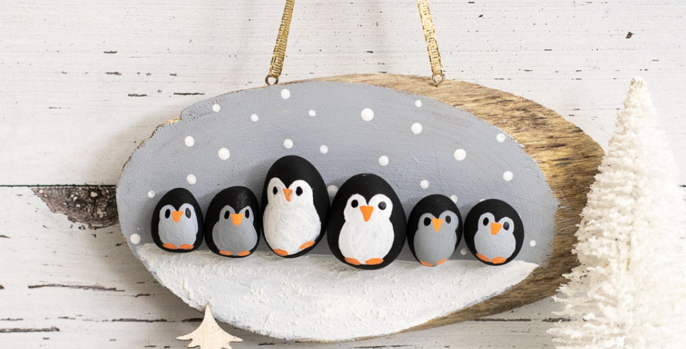 Winter Stone Penguin Sign