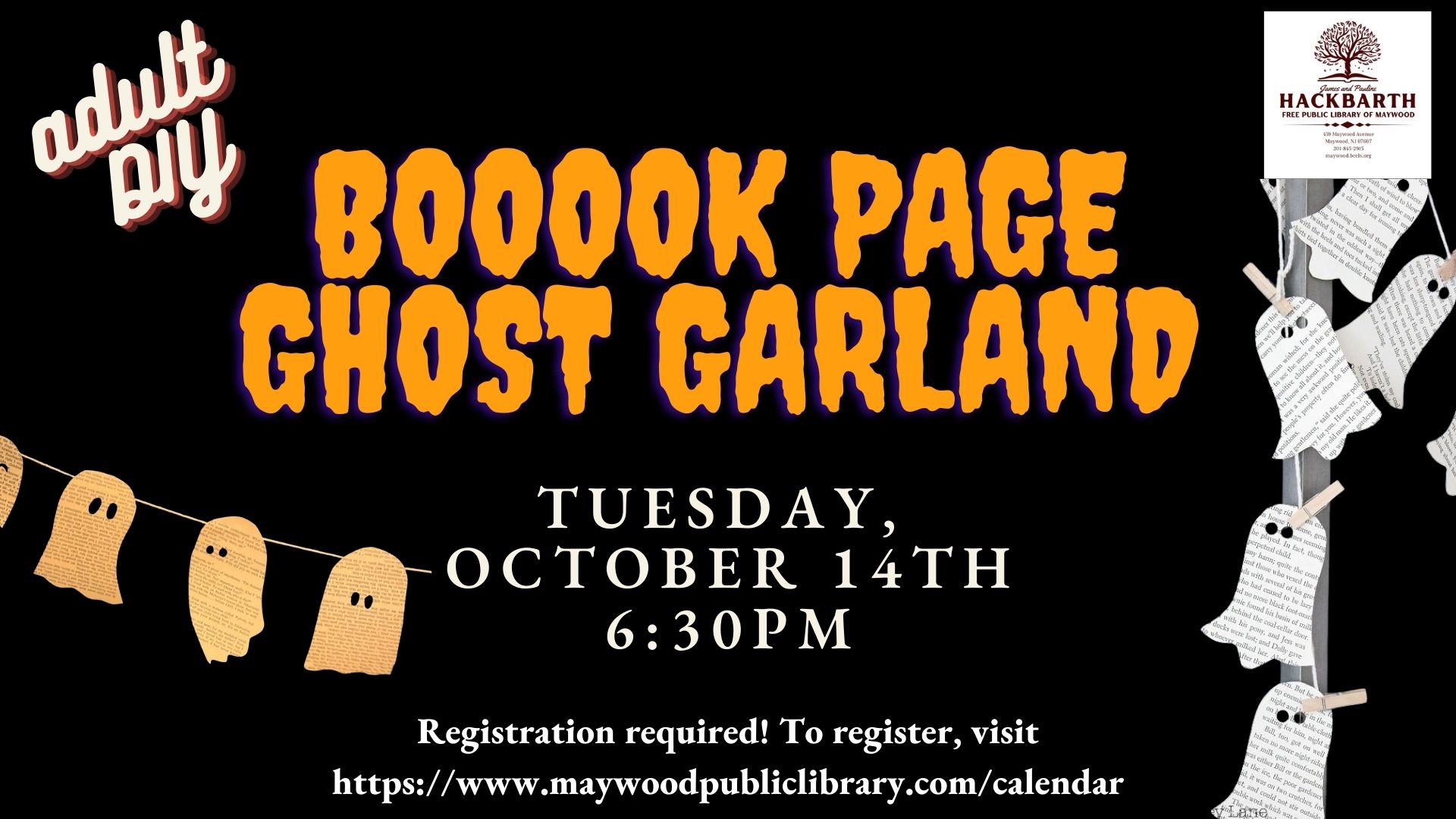 Adult DIY - Booooook Page Ghost Garland
