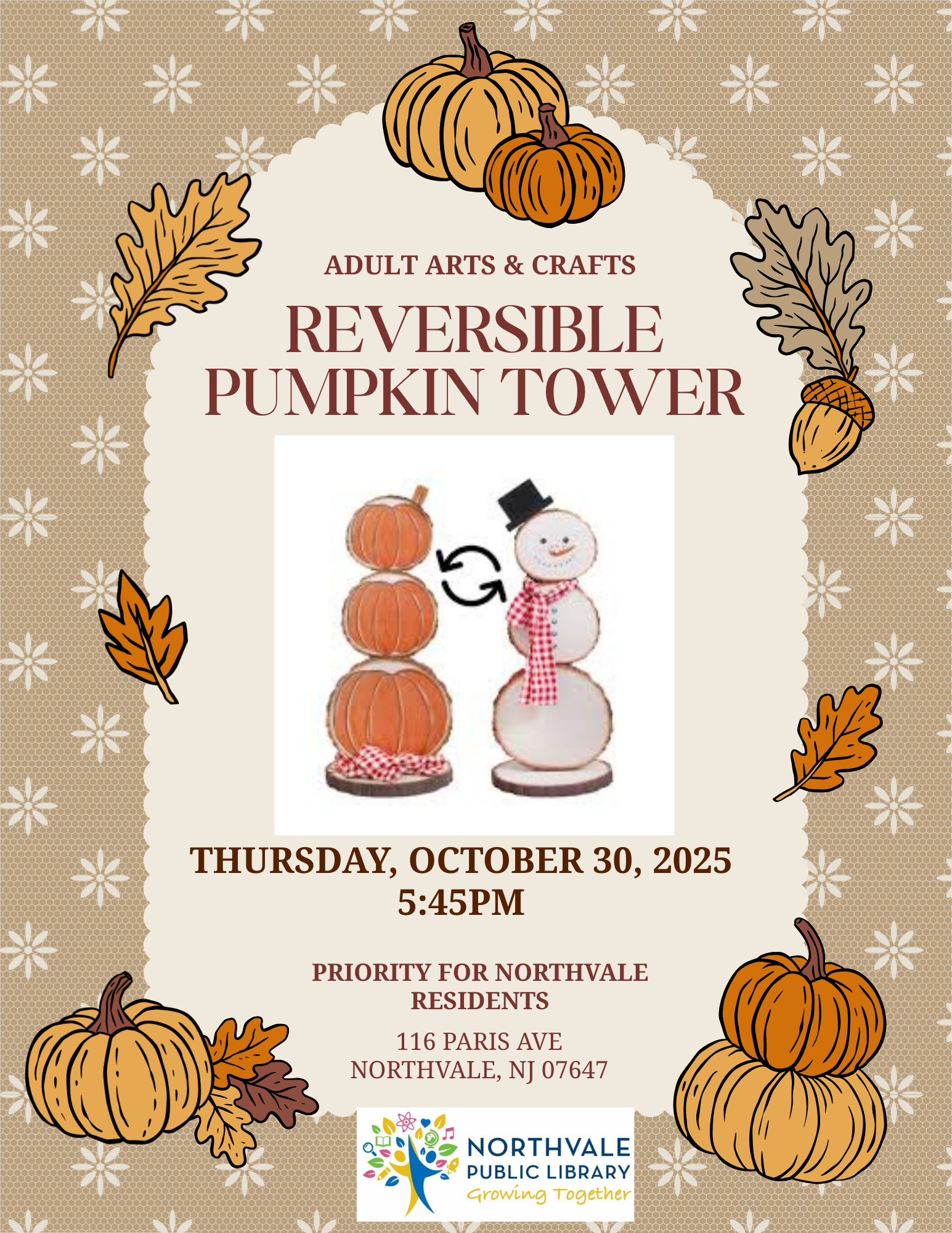 Adult Arts & Crafts: Reversible Pumpkin Tower