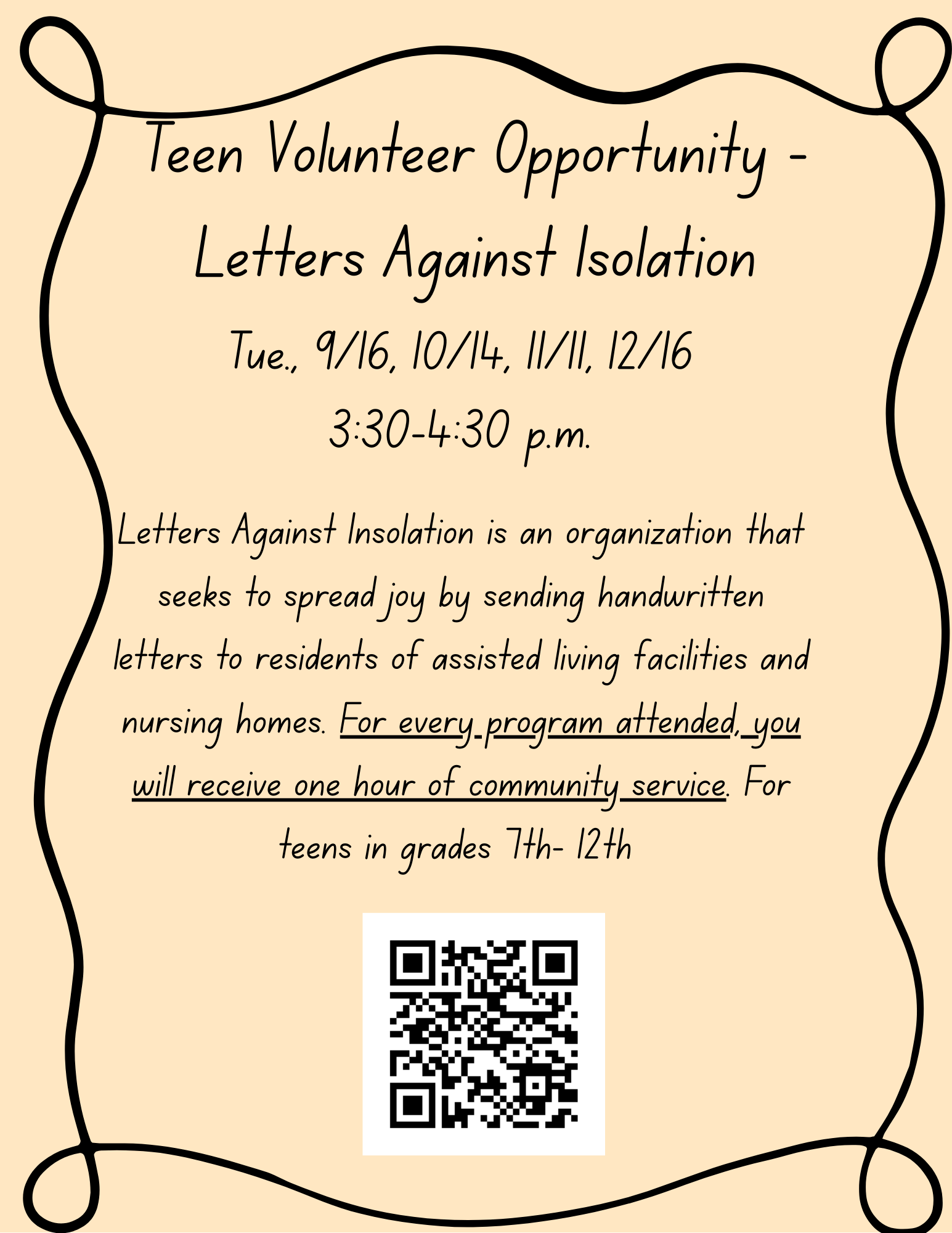 Teen Volunteer Opportunity - Letters Against Isolation