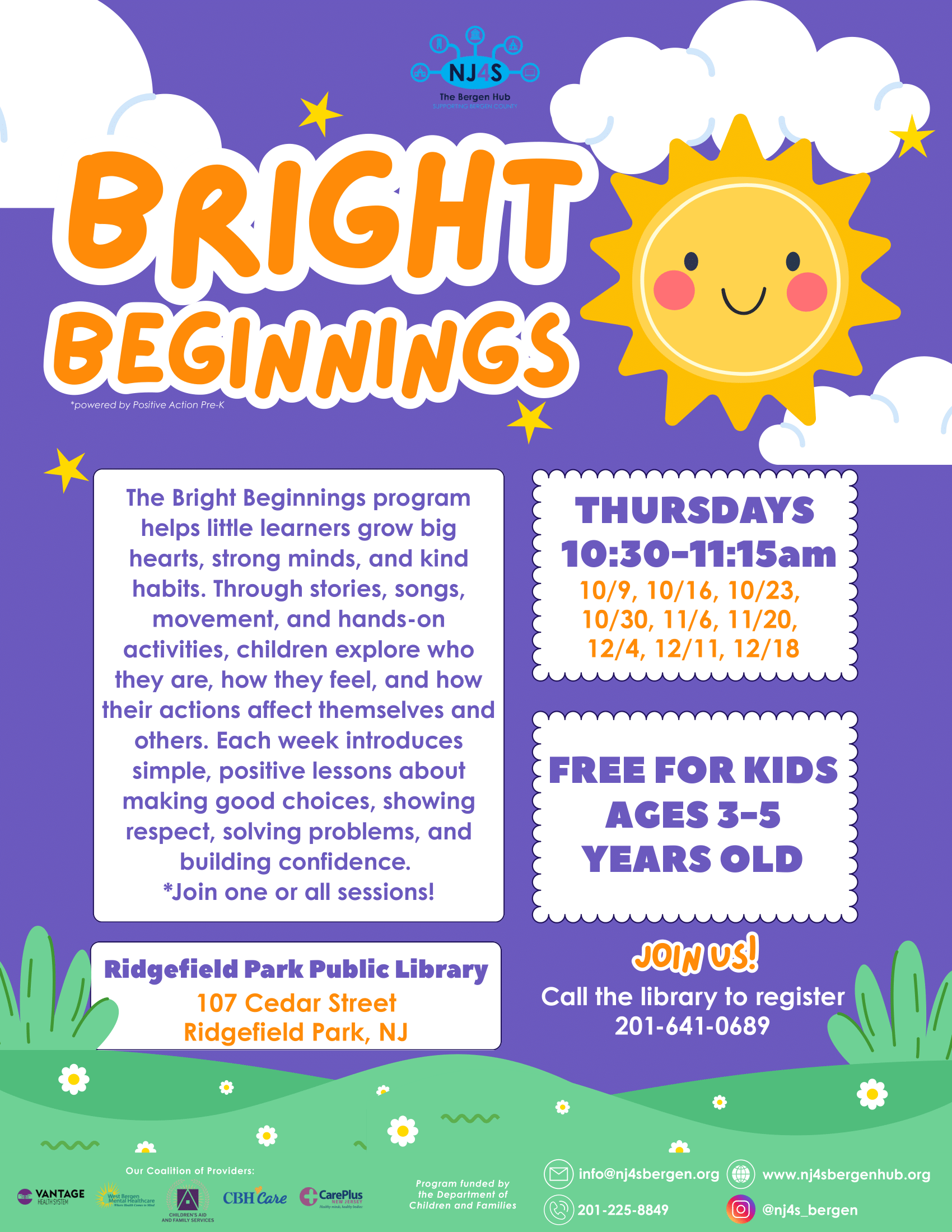 Bright Beginnings Storytime with NJ4S! - Registration Required