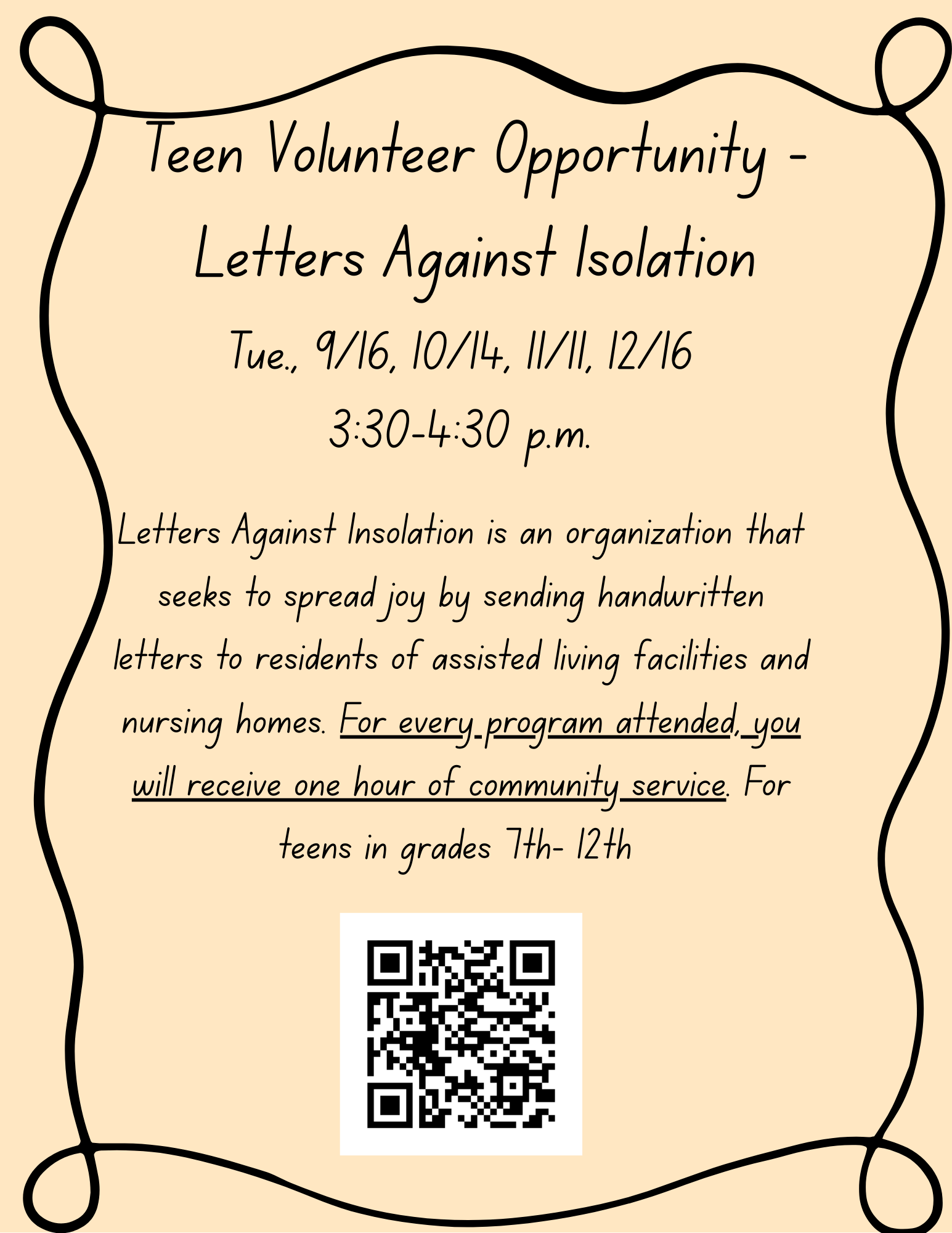 Teen Volunteer Opportunity - Letters Against Isolation