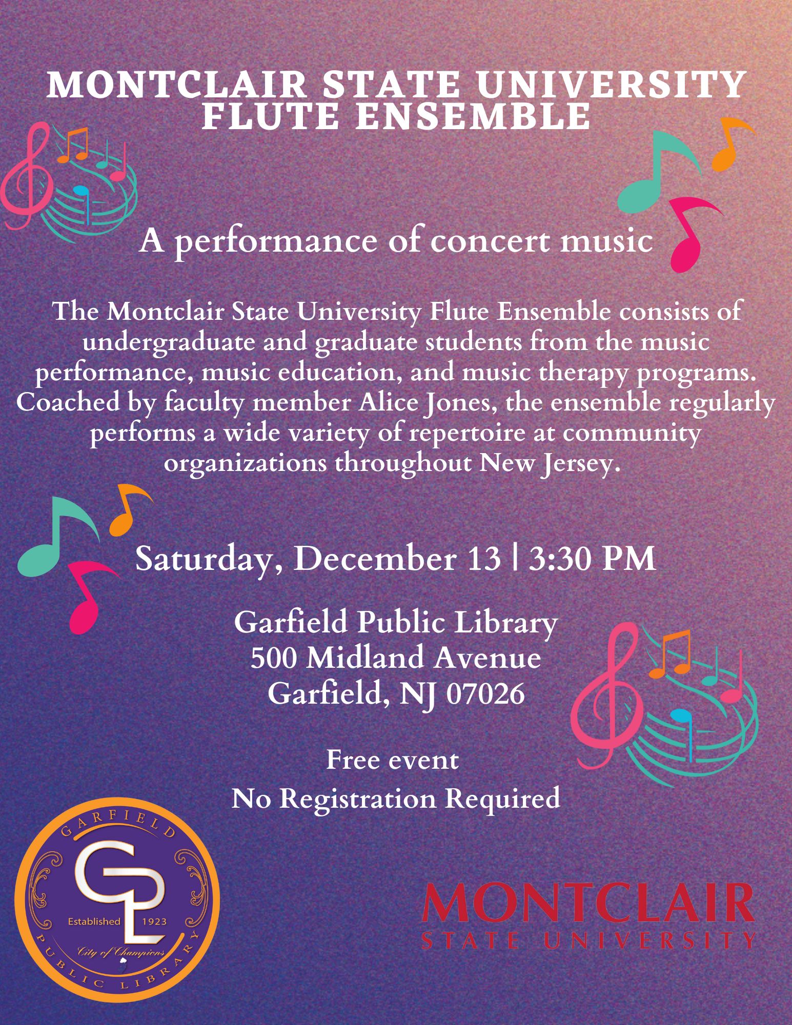 Montclair State University Flute Ensemble - A performance of concert music