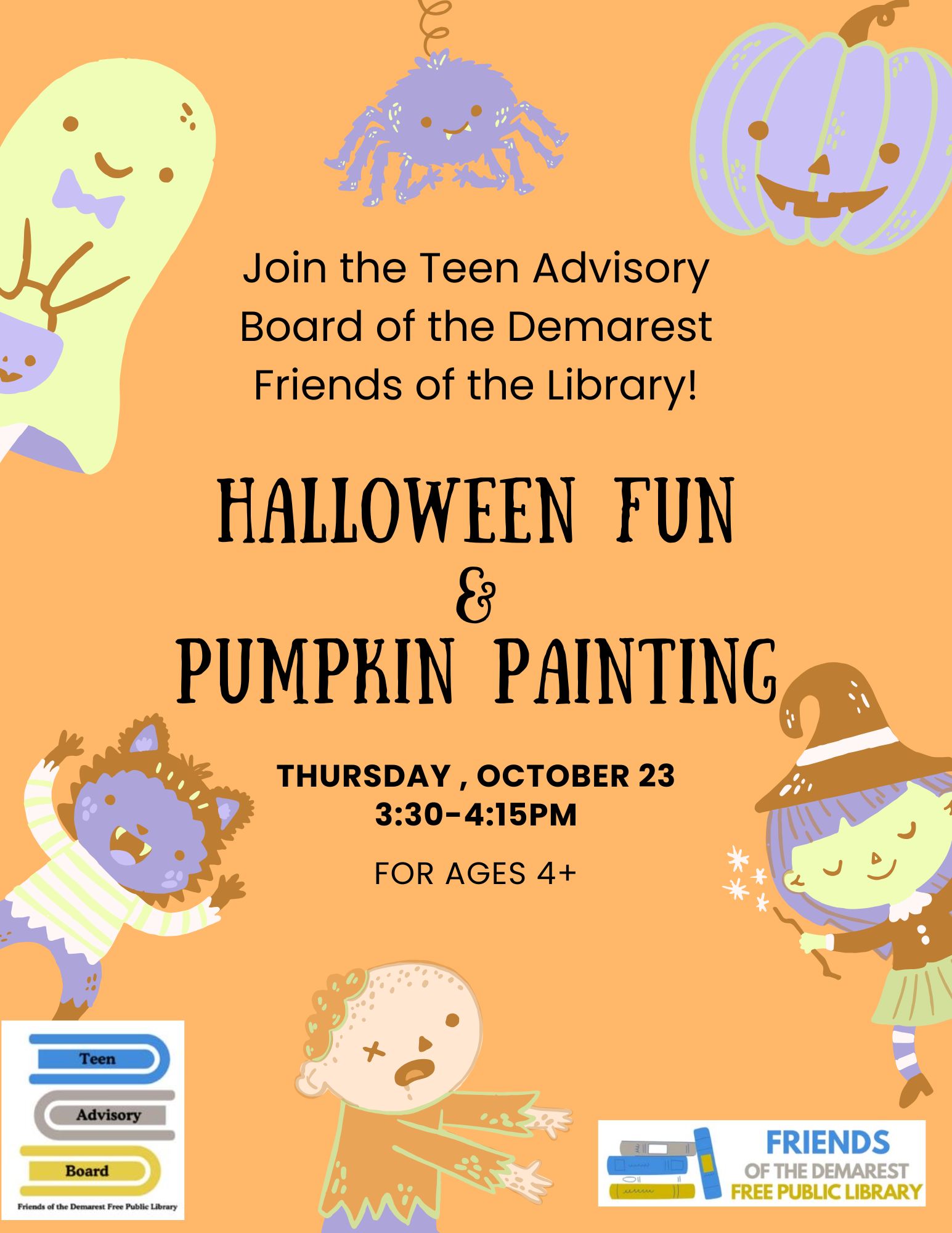 TAB Halloween Fun & Pumpkin Painting (Ages 4+)