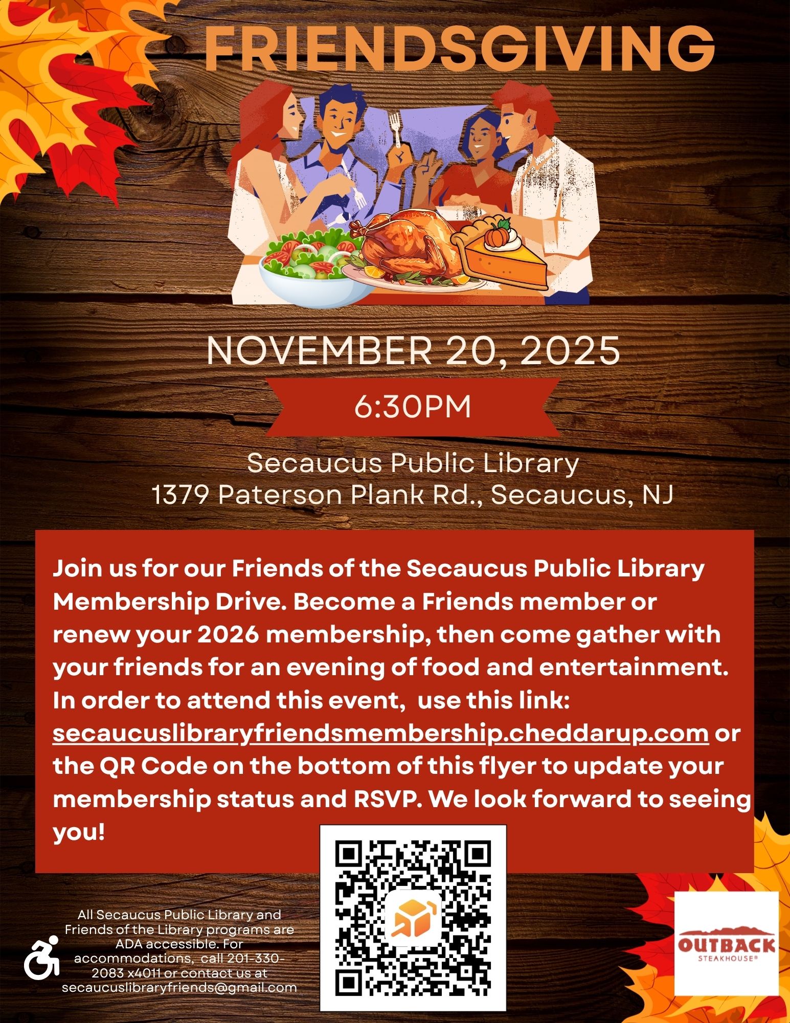 FRIENDS OF THE SECAUCUS PUBLIC LIBRARY MEMBERSHIP DRIVE- FRIENDSGIVING