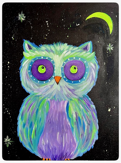 JUV Glow-in-the-Dark Owl Painting (For K-5th Grade) REGISTRATION REQUIRED