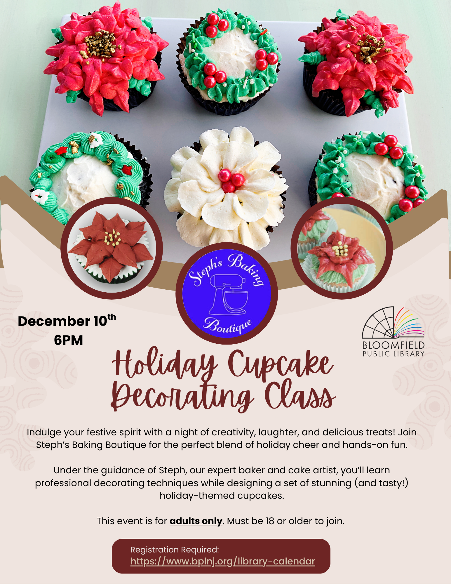 Holiday Cupcake Decorating Class! (ADULTS ONLY)