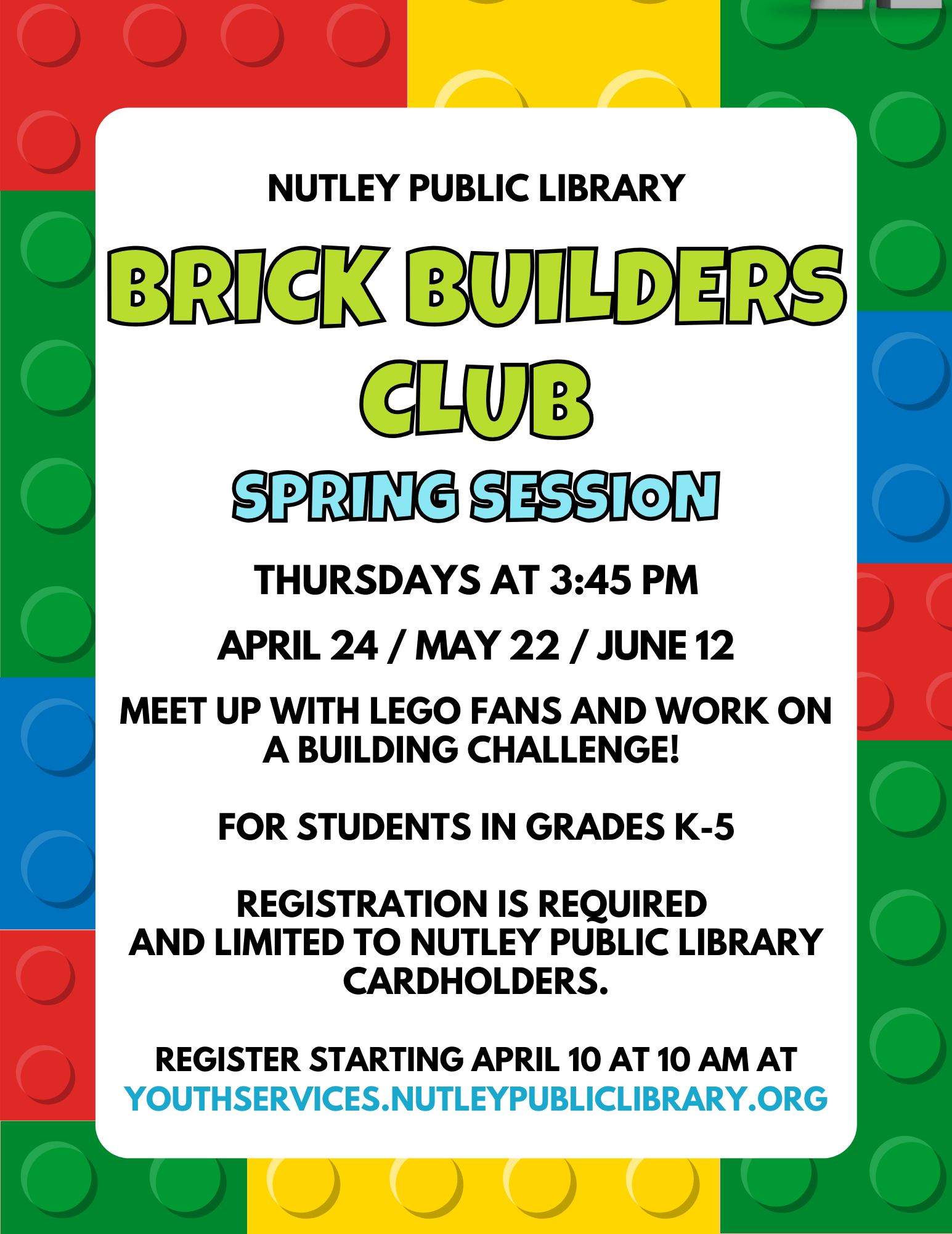 Spring Brick Builders Club (Grades K-5)