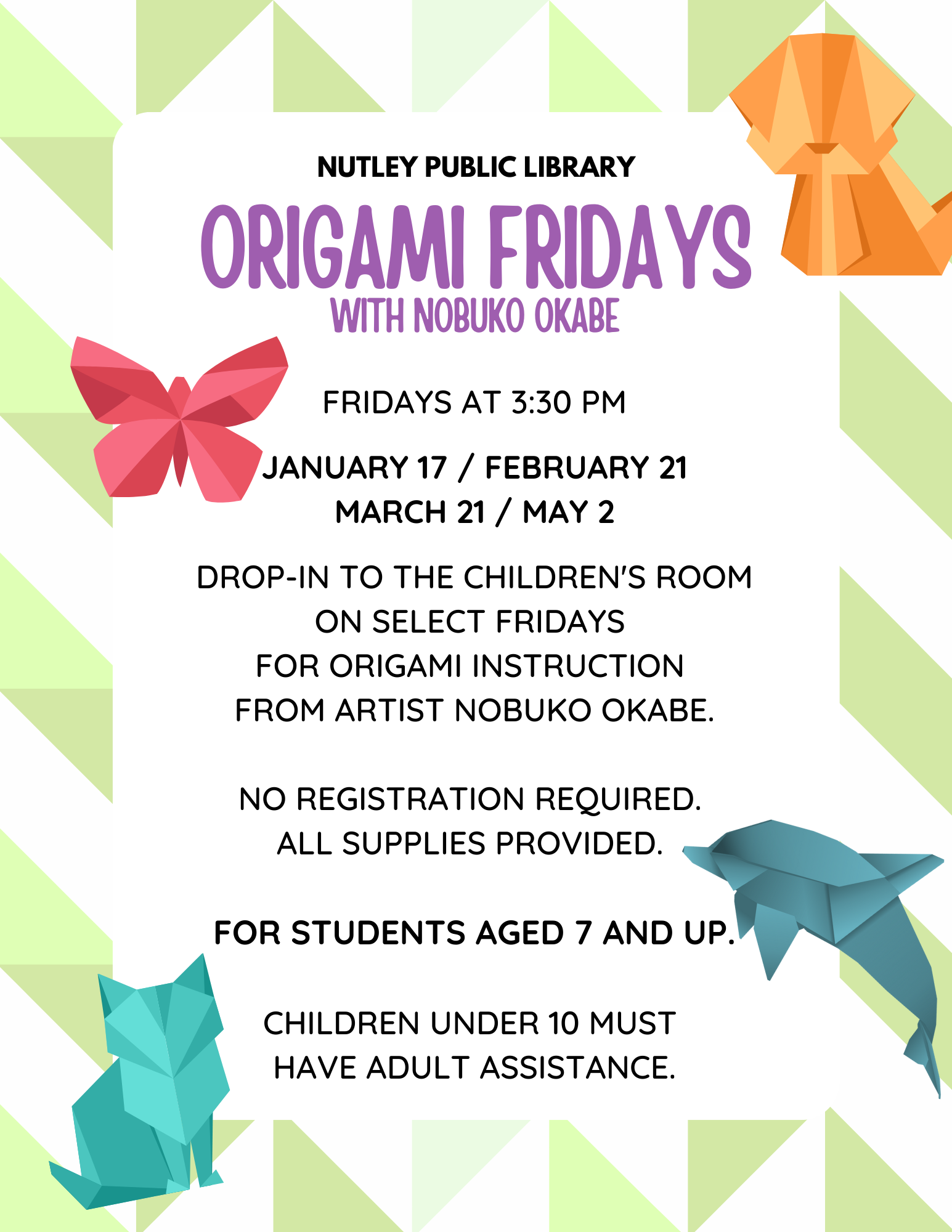 Origami Fridays with Nobuko Okabe (Ages 7 and Up)
