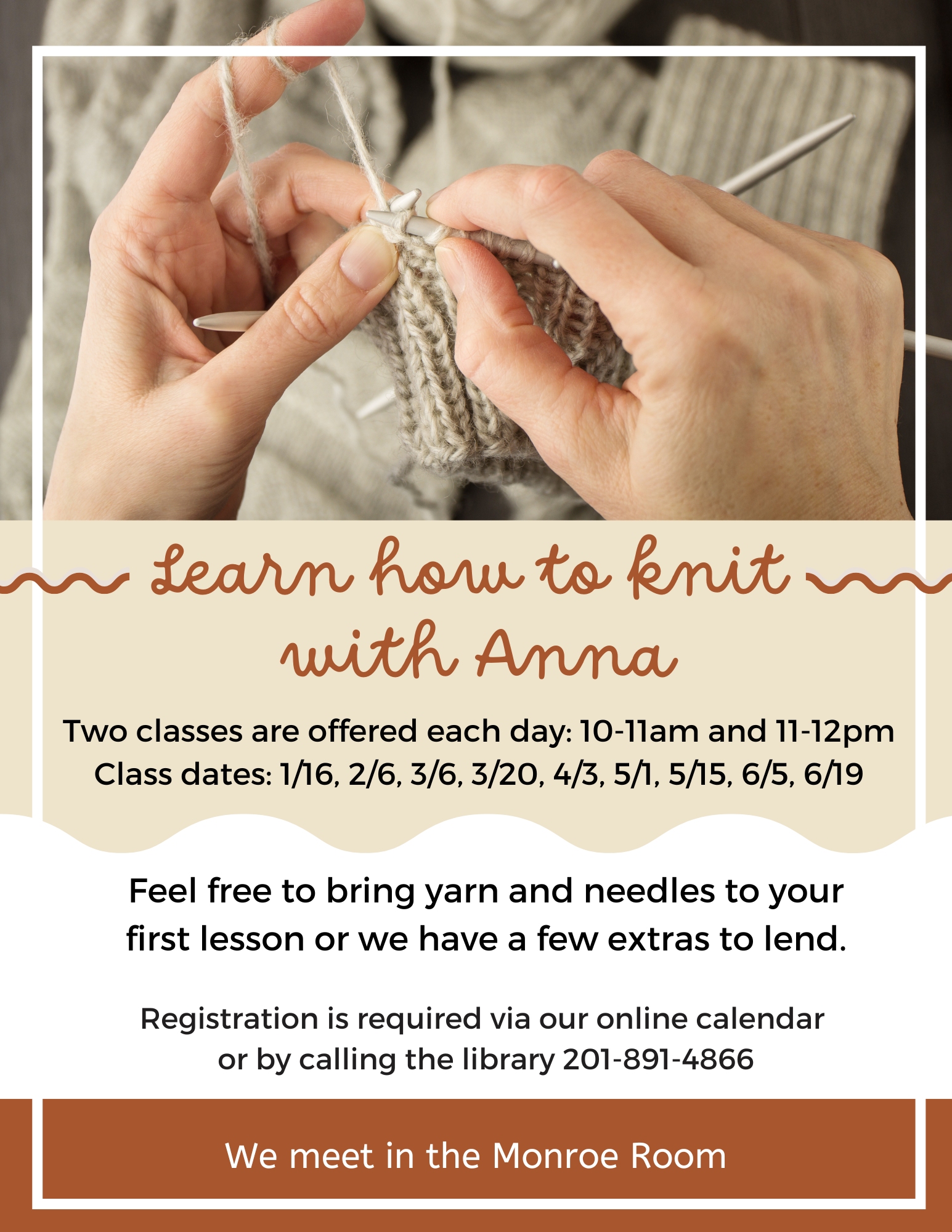 LEARN HOW TO KNIT WITH ANNA: 11am class