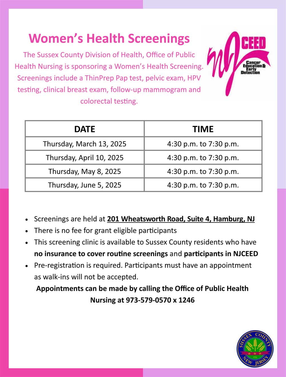 NJCEED 2025 Women's Health Screenings