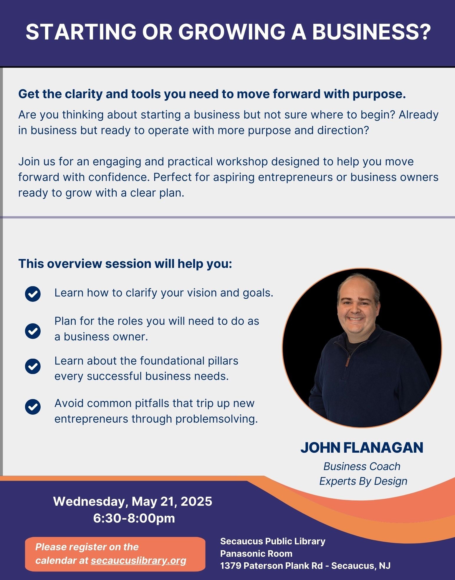 STARTING OR GROWING A BUSINESS-  A PRACTICAL WORKSHOP FOR NEW & ASPIRING ENTREPRENEURS WITH JOHN FLANAGAN