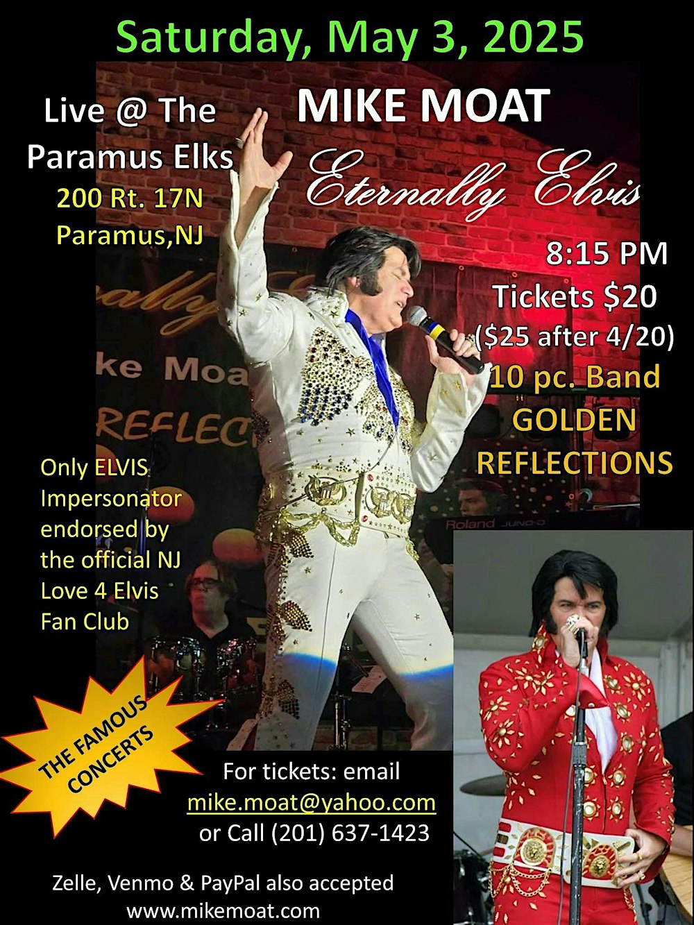 Mike Moat’s Live Eternally Elvis Concert Comes to Paramus, NJ