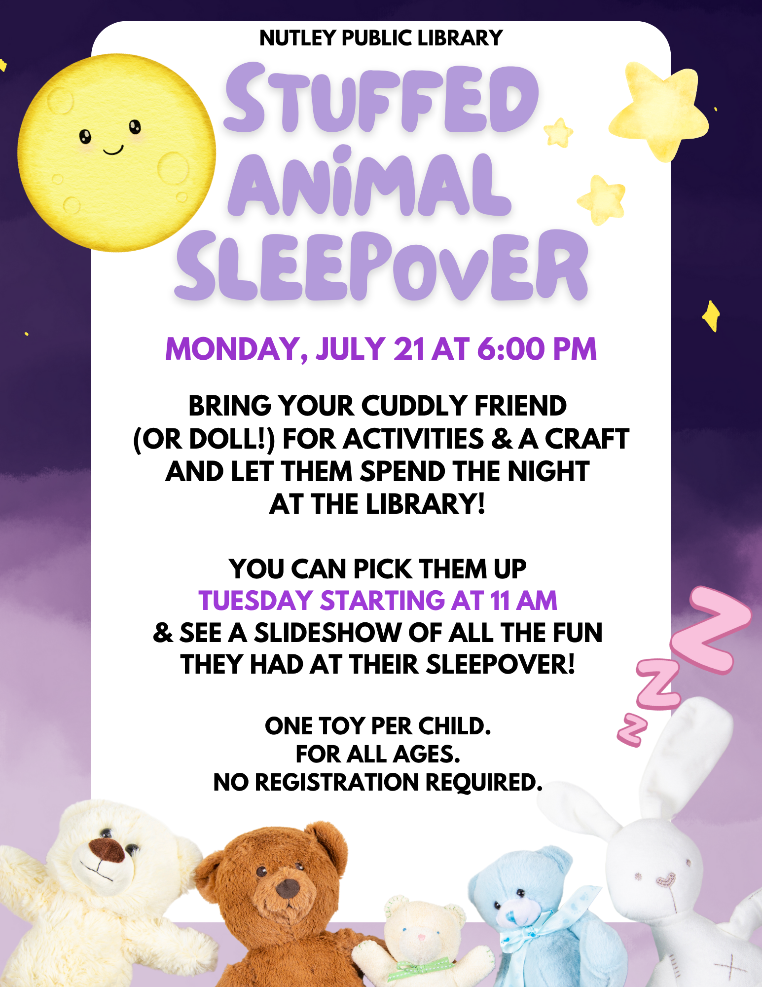Stuffed Animal Sleepover (All Ages)