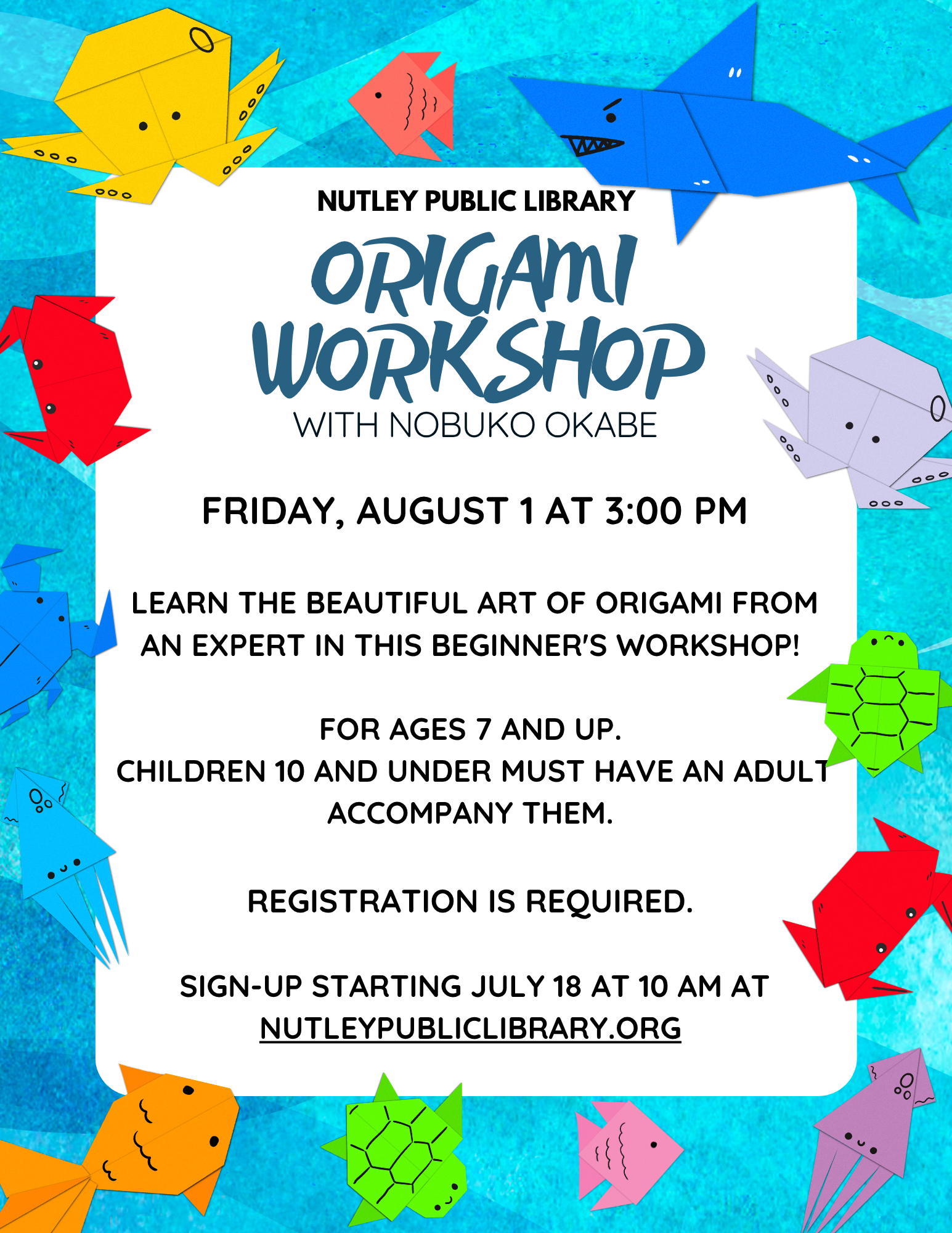 Origami Workshop with Nobuko Okabe (Ages 7 and Up)