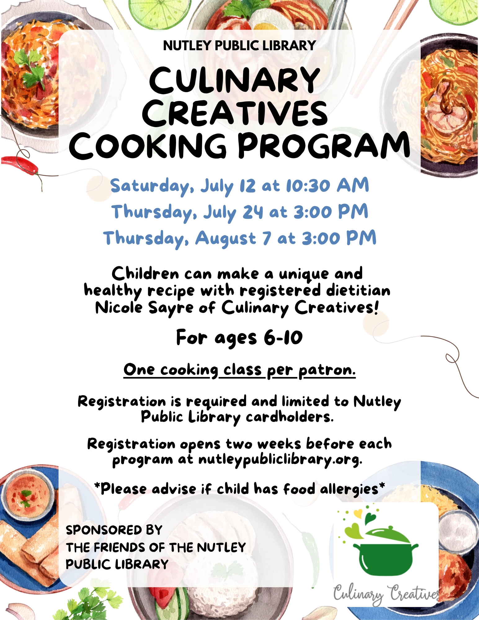 Culinary Creatives Cooking Program (Ages 6-10)