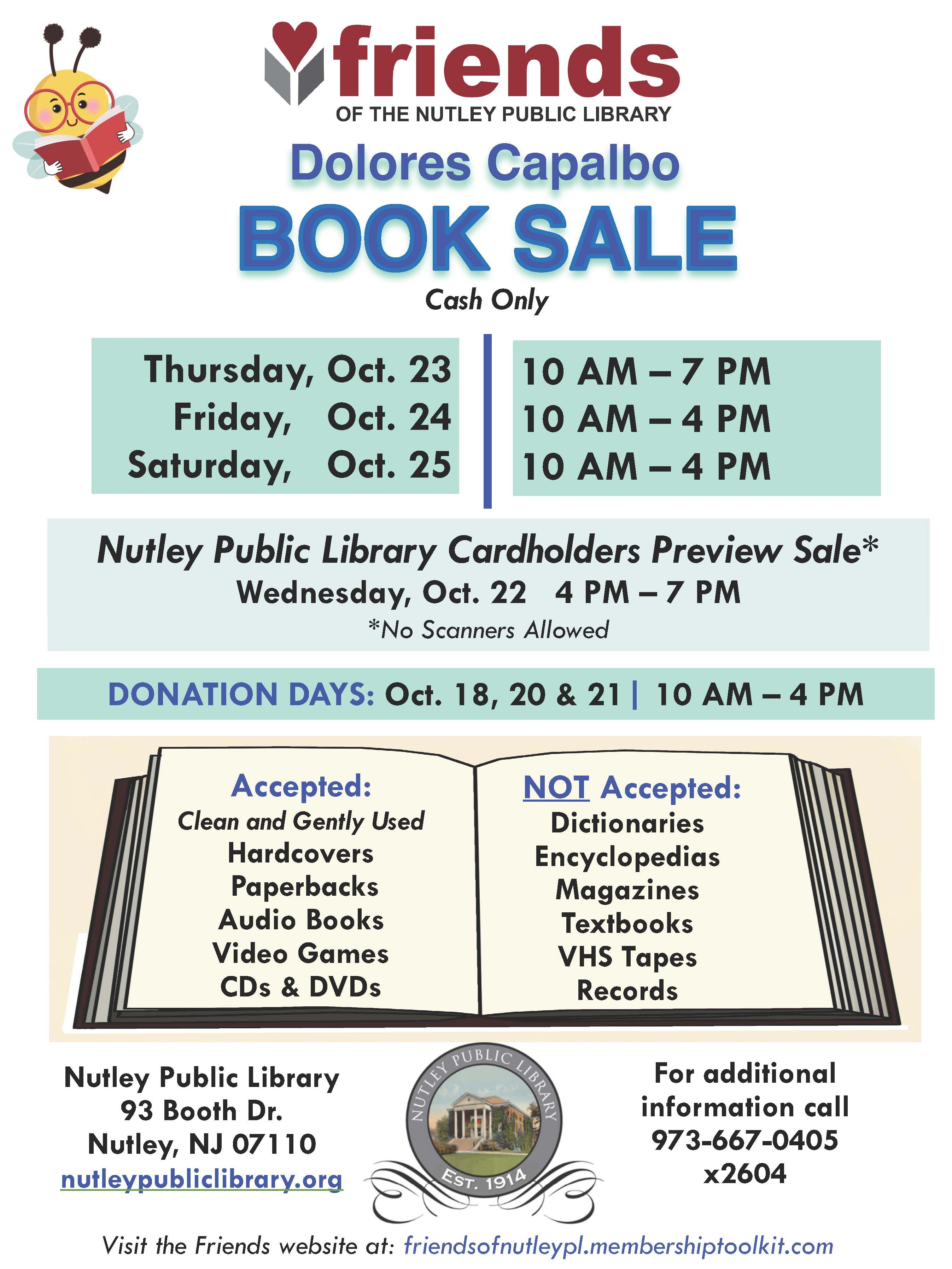 Friends: The Dolores Capalbo Book Sale - Nutley Cardholders Preview Day