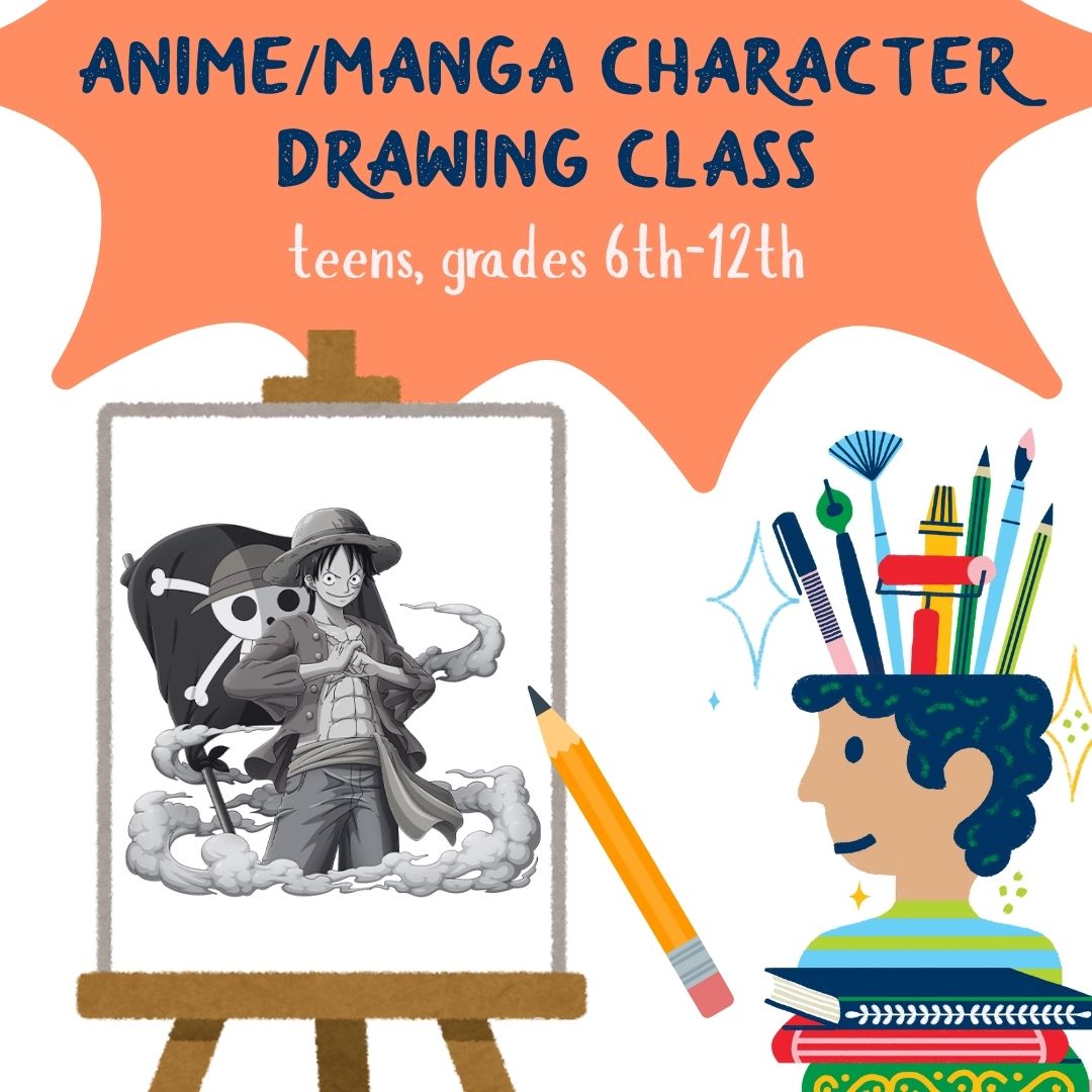 Anime/Manga Character Drawing Class, teens grades 6-12
