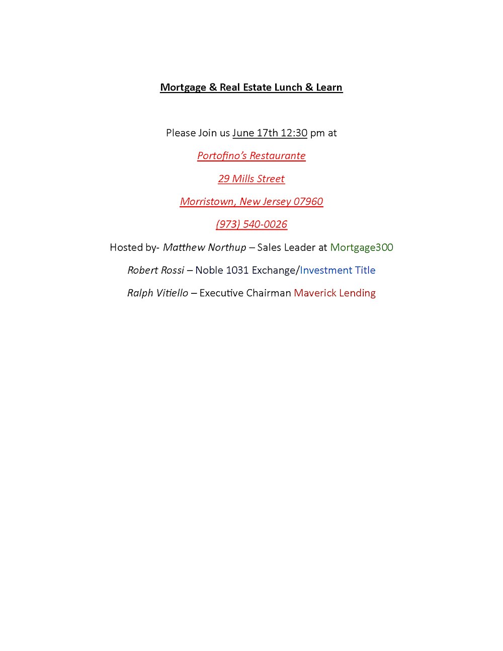 Mortgage & Real Estate Lunch & Learn