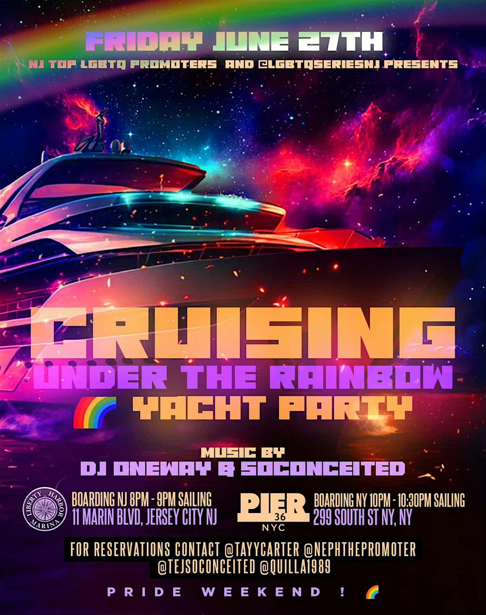 Cruisin Under The Rainbow LGBQT Party Cruise NYC NJ