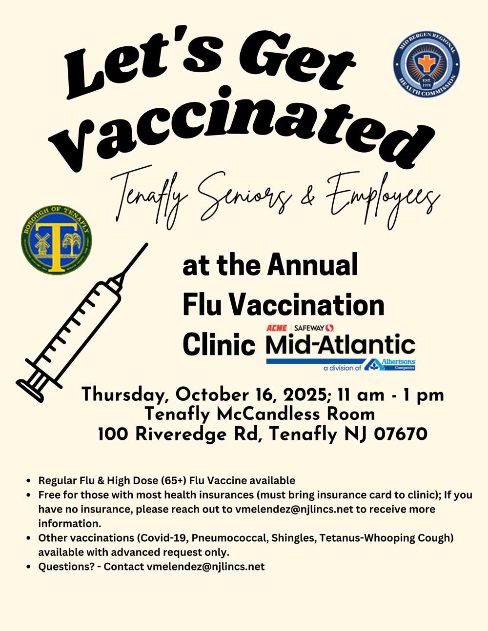 Tenafly Flu Clinic 2025