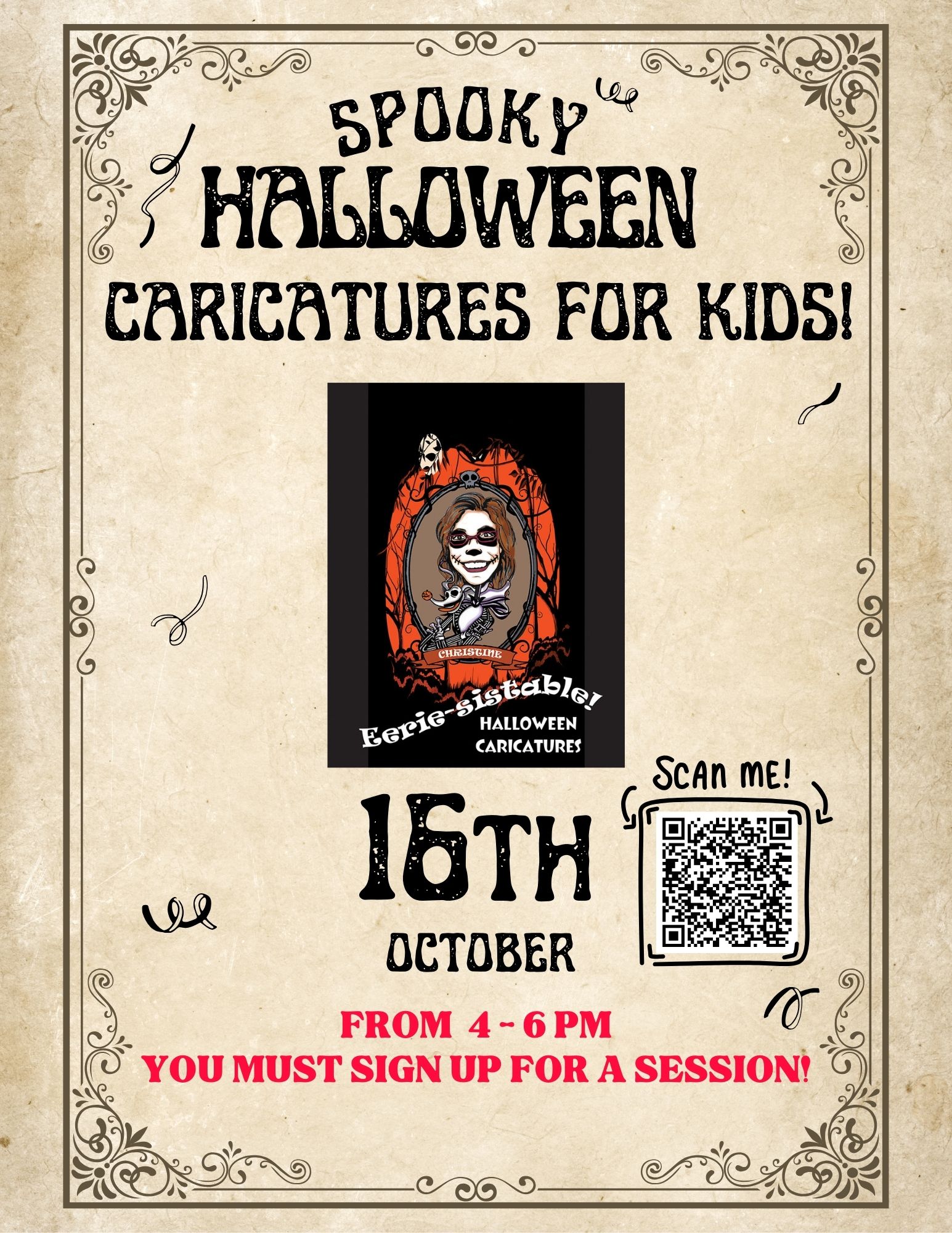 Halloween Caricature Session for Kids - Free!