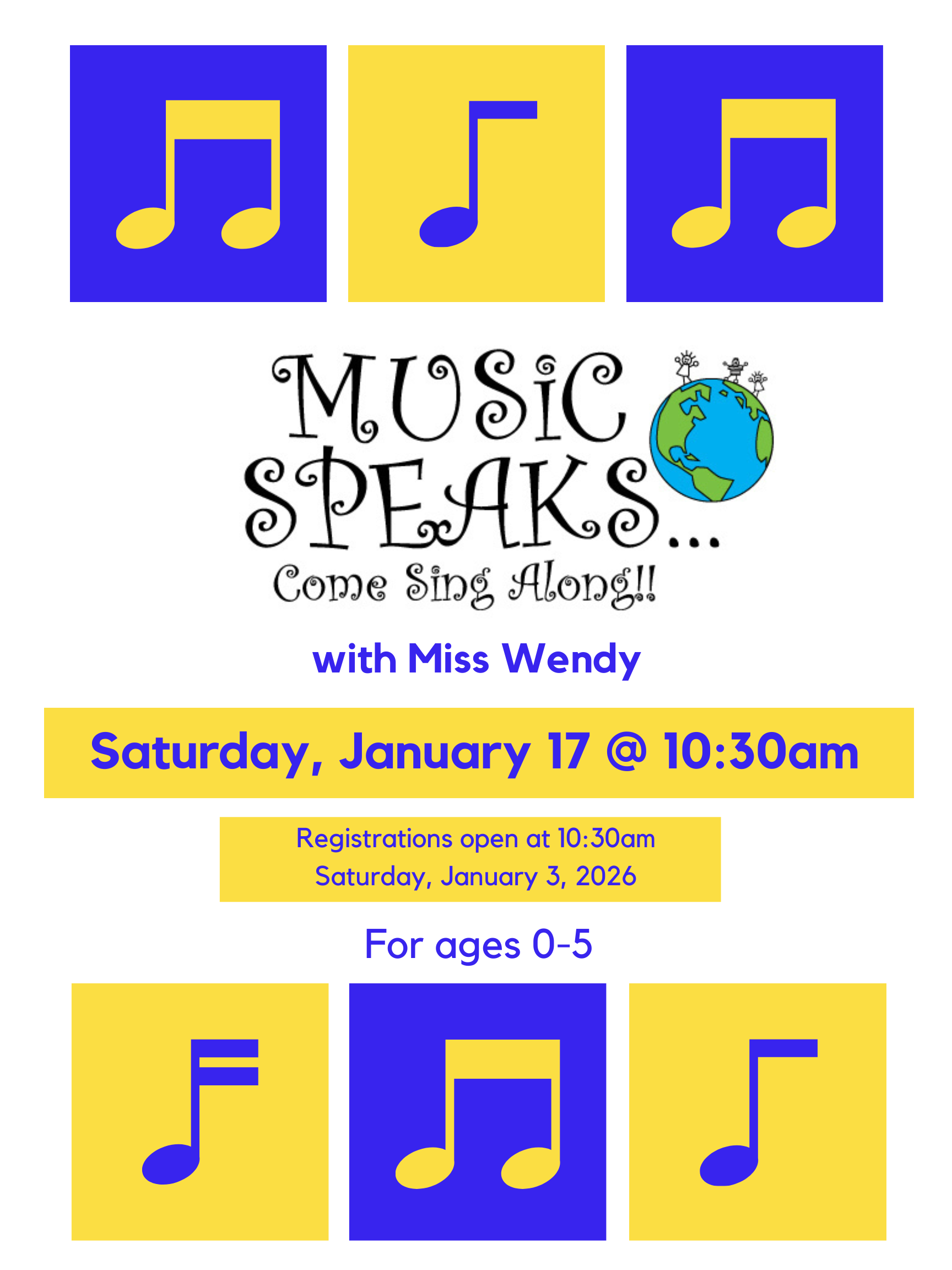 Music Speaks with Miss Wendy (ages 0-5)