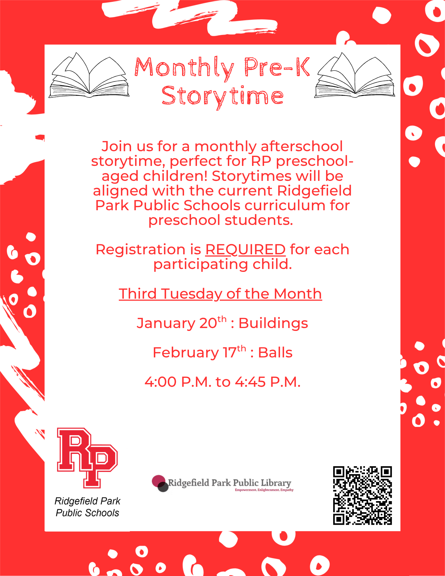 Monthly Pre-K Storytime! - Registration Required
