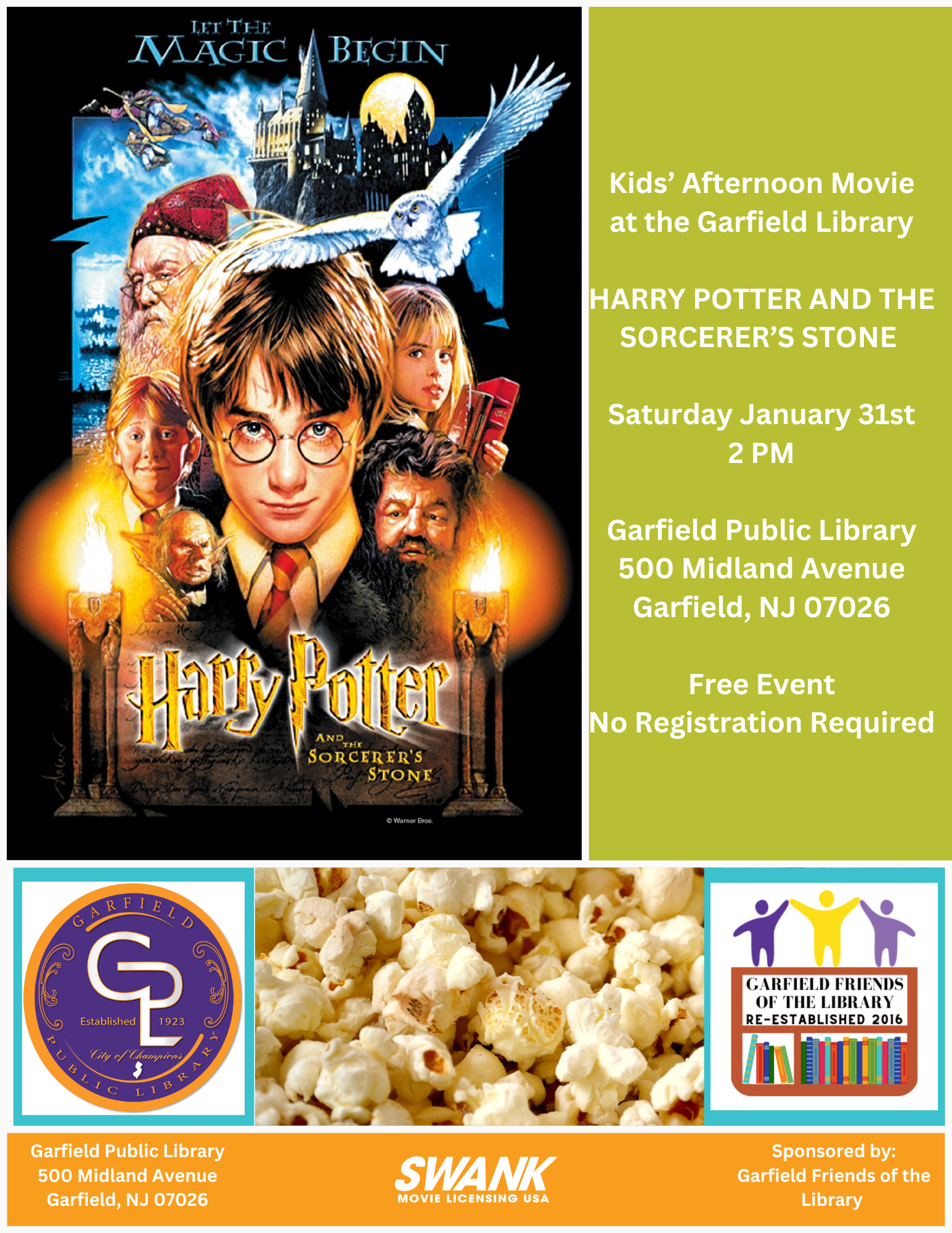Kids' Afternoon Movie - HARRY POTTER AND THE SORCERER'S STONE