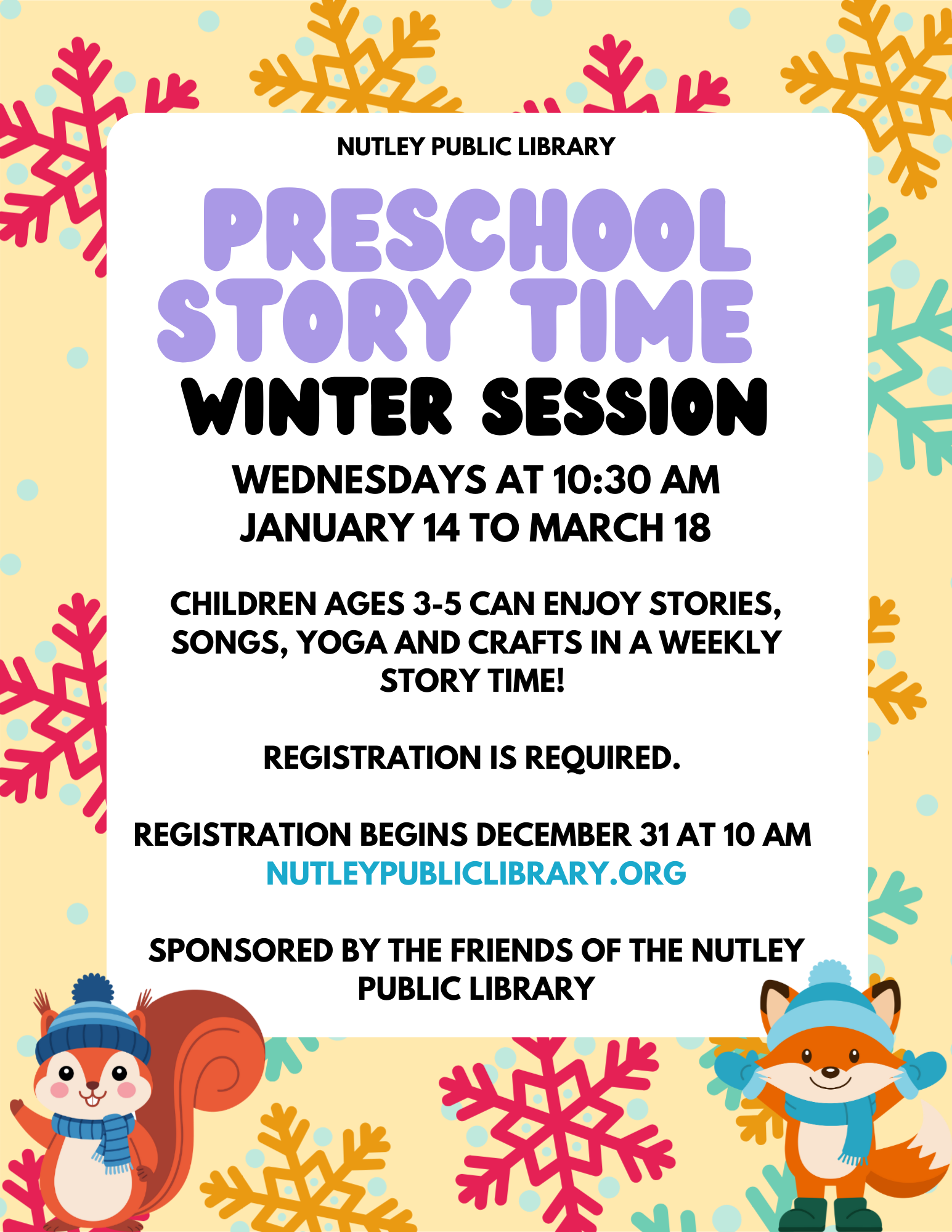 Winter Preschool Story Time (Ages 3-5)