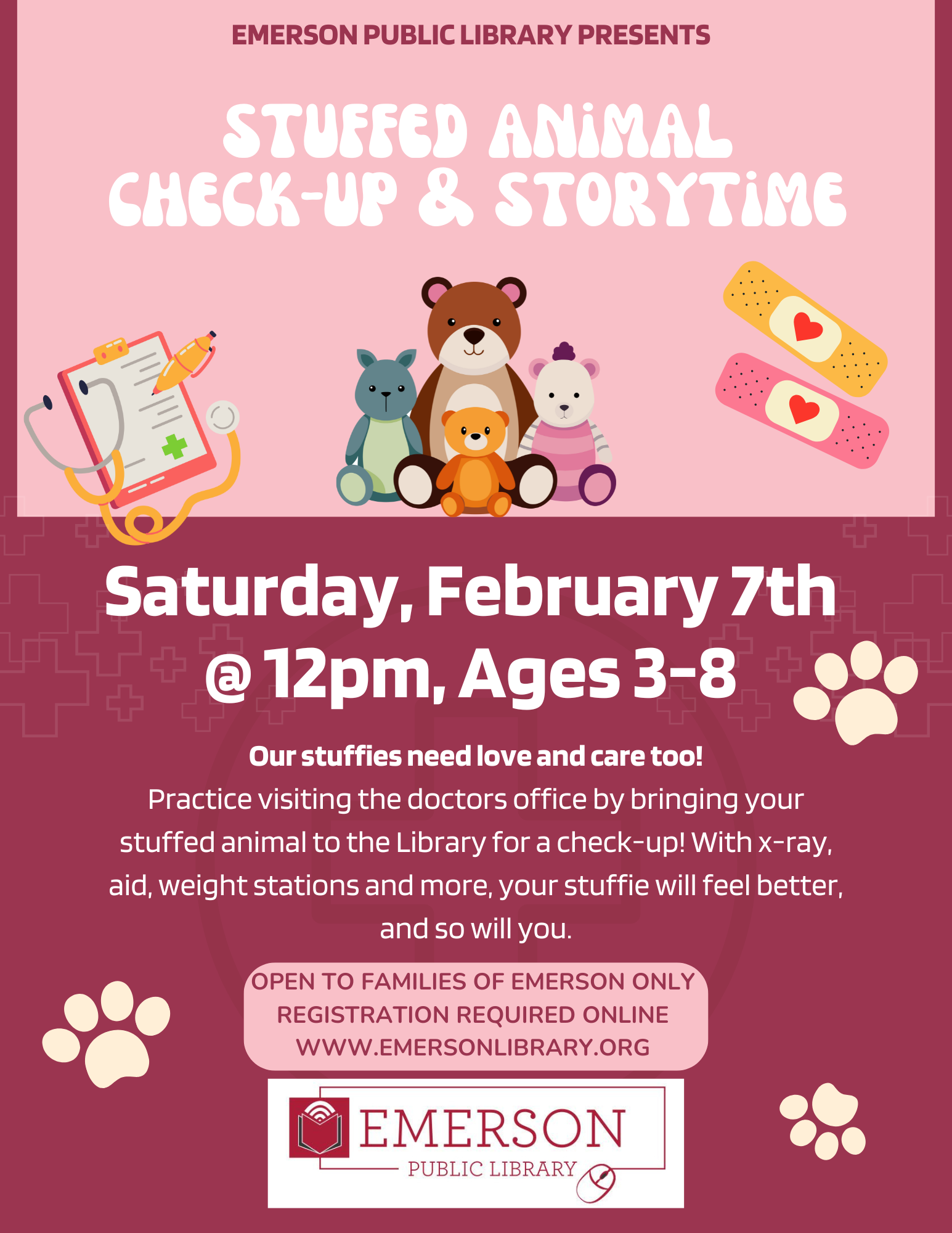 Stuffed Animal Check-Up & Storytime, Ages 3-8