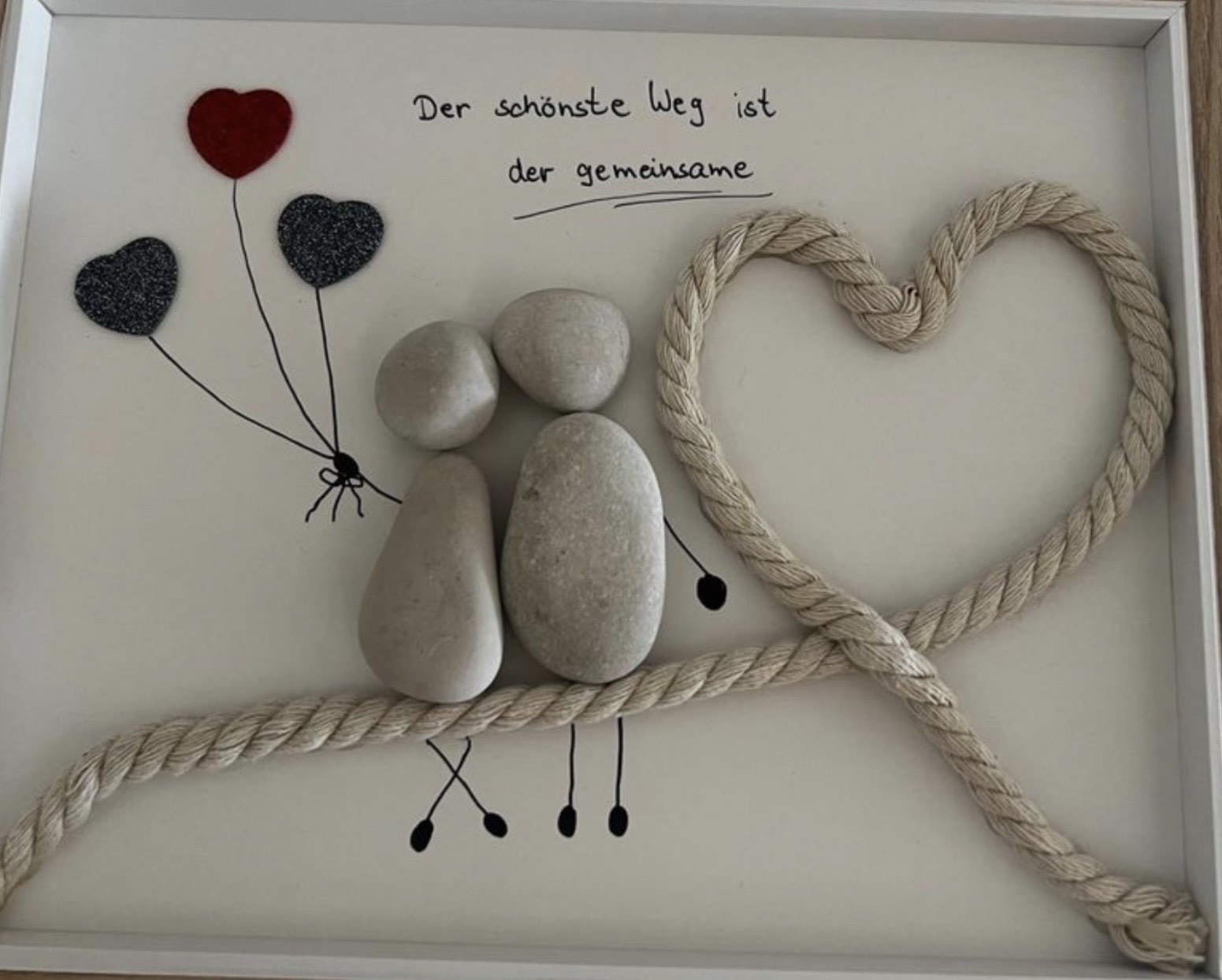 Bird Stone on Rope Heart Picture
