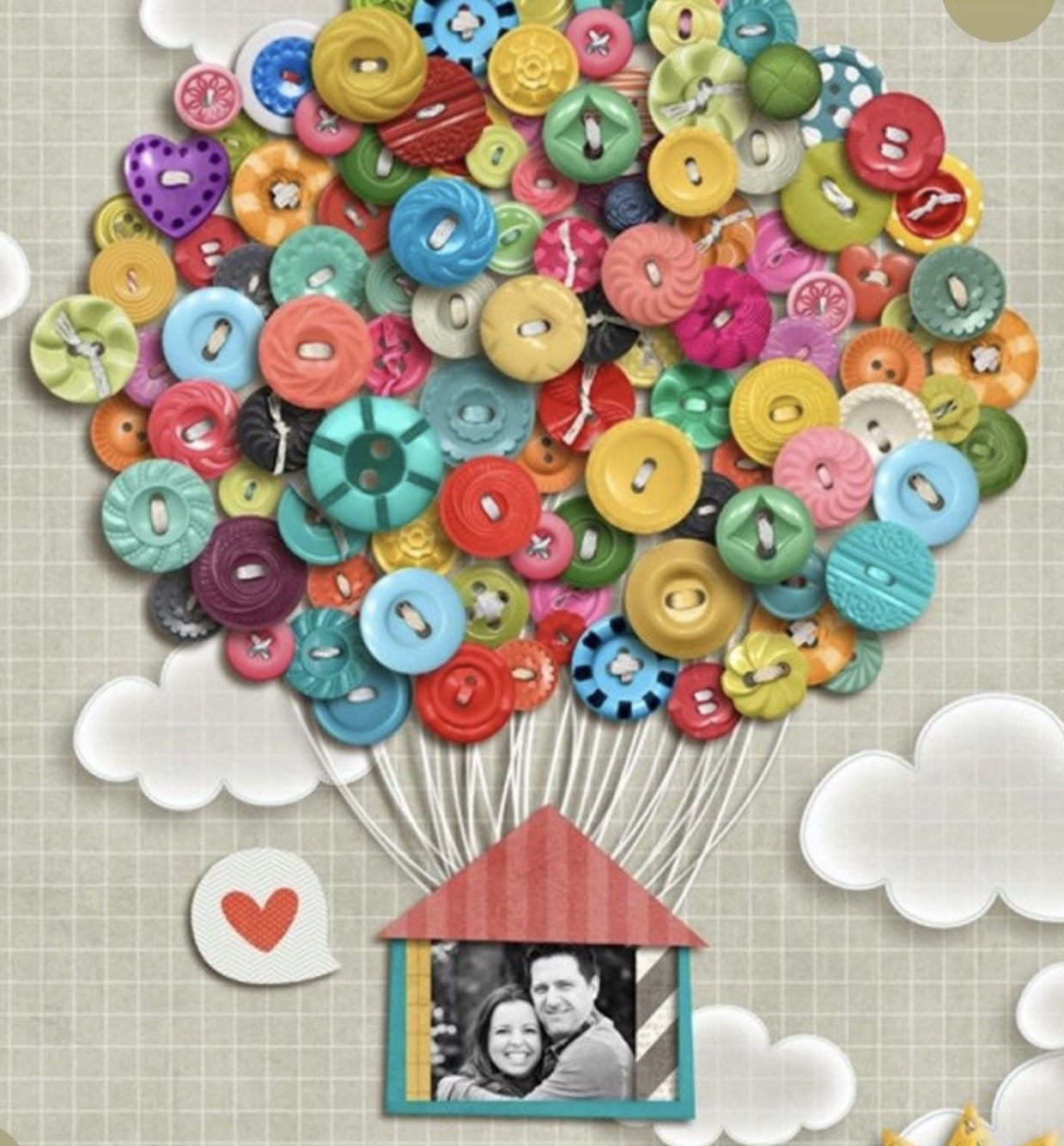 Hot Air Balloon Button Canvas Art