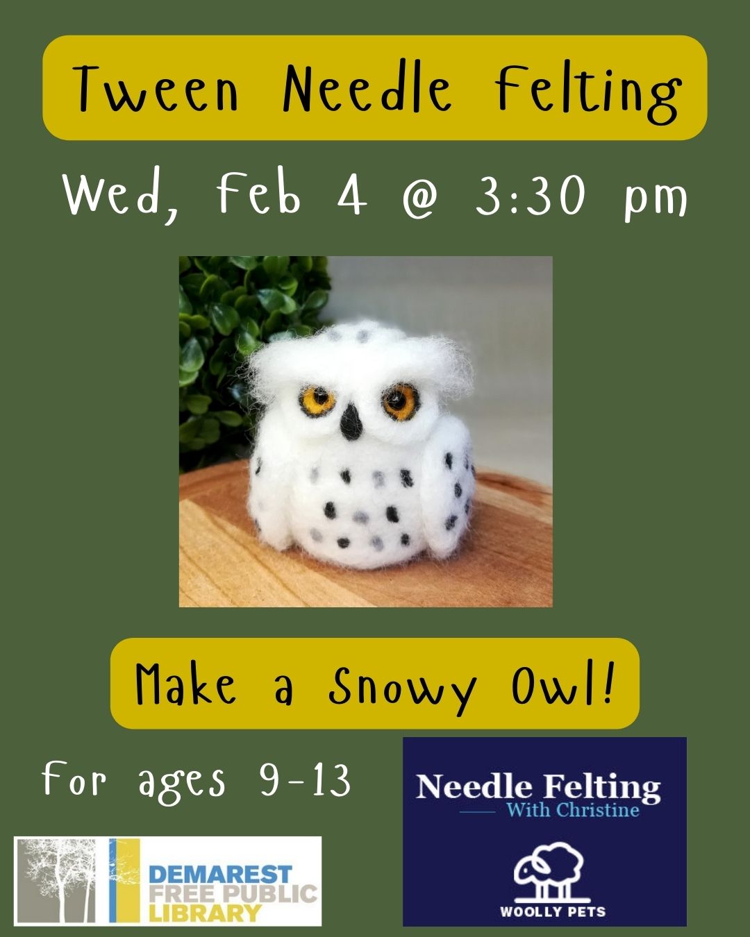 Woolly Pets Needle Felting (Ages 9-13)