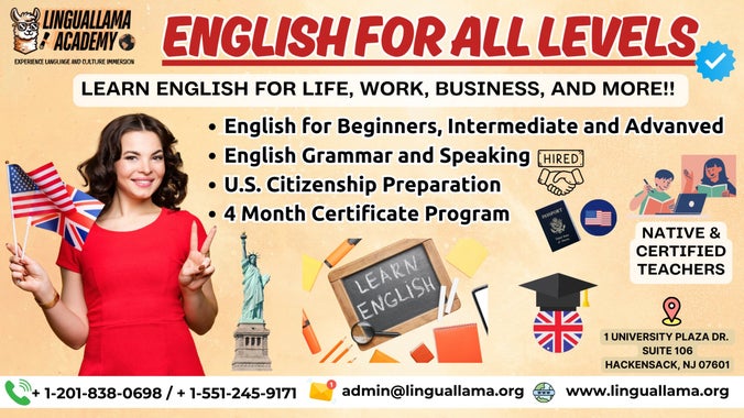 Learn English with Linguallama Academy (All Levels).