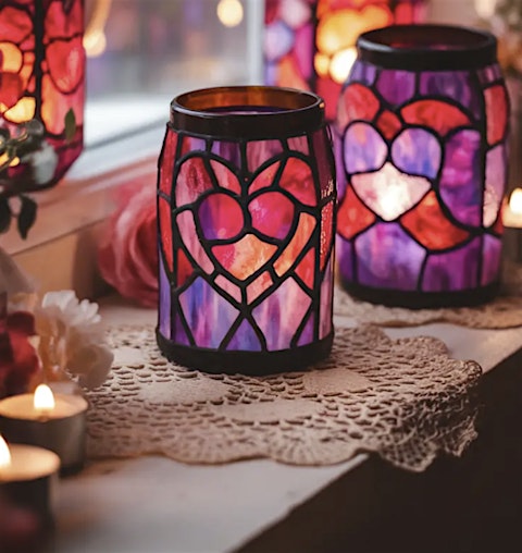 Faux stained glass candle holder workshop