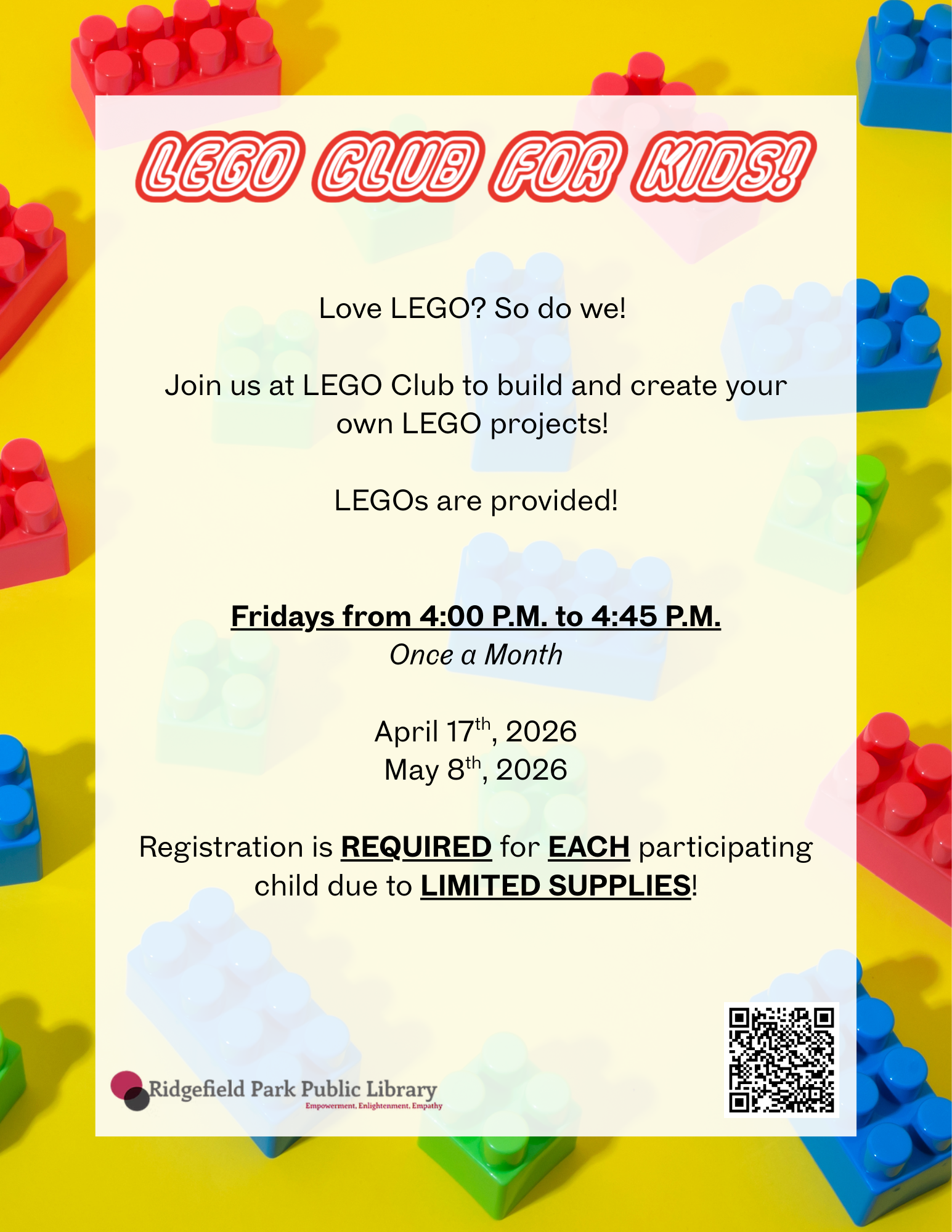 Lego Club for Kids! - Registration Required