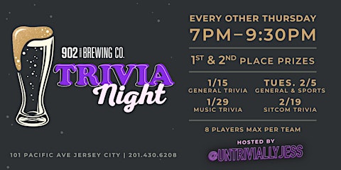 Sitcom Trivia Night at 902 Brewing Co|Things to Do in Jersey City