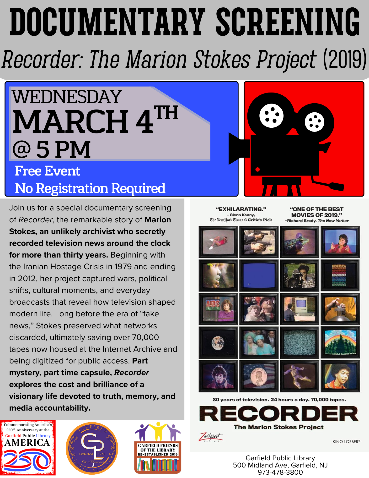 Recorder: The Marion Stokes Project (2019) Documentary Screening