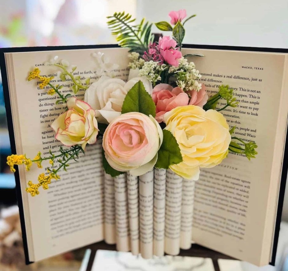 Folded Book Page Flower Vase