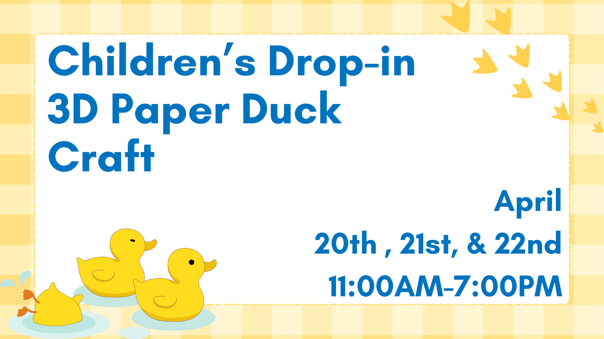 Children's Drop-in 3D Paper Duck Craft