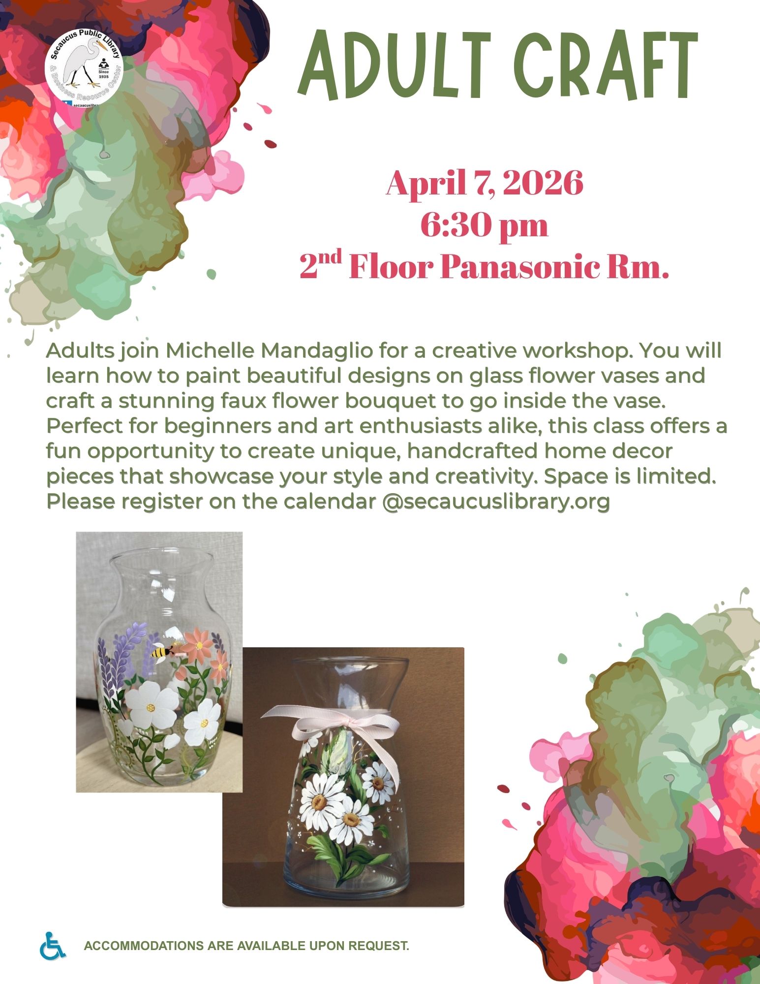 ADULT PAINTED VASE CRAFT WITH MICHELLE MANDADLIO