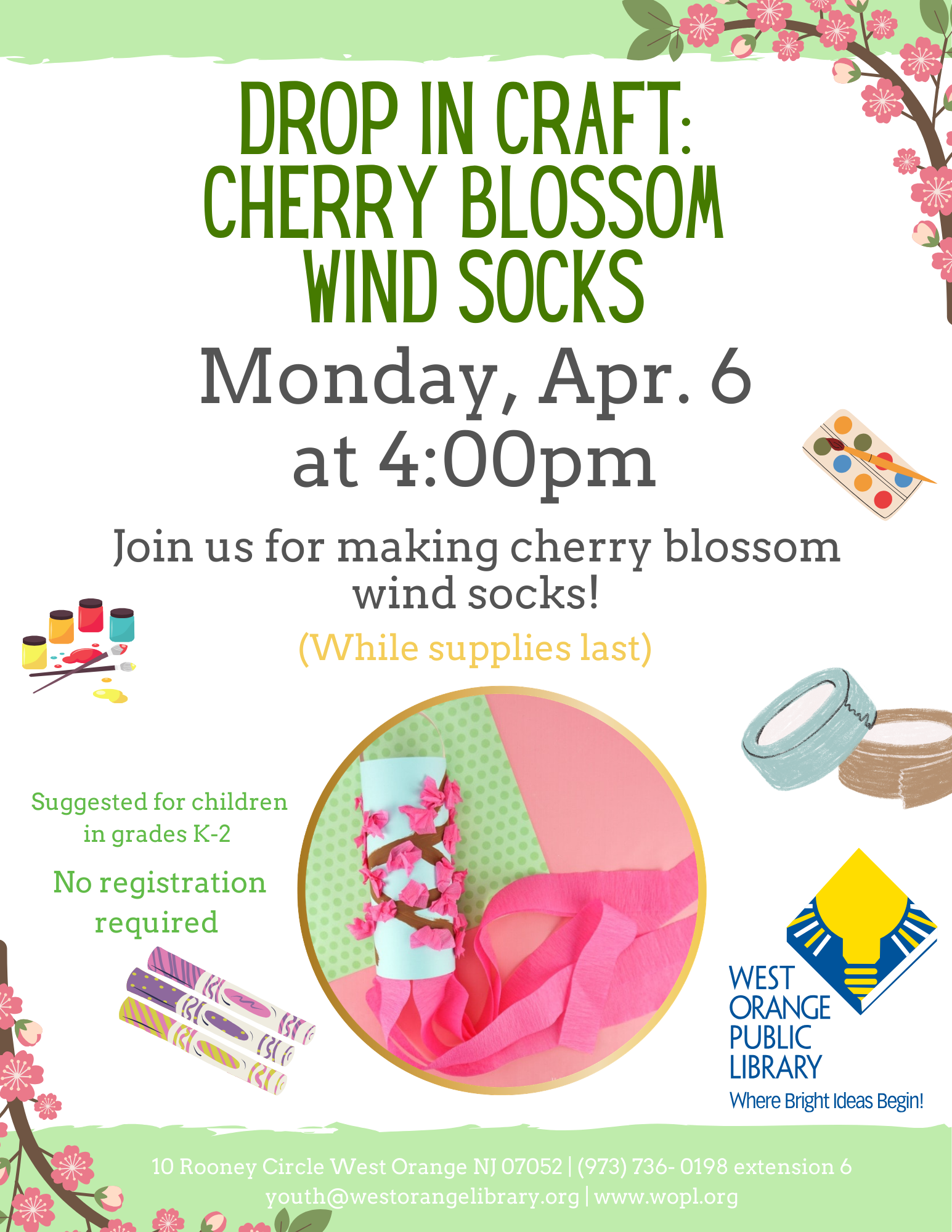 Drop-In Craft: Cherry Blossom Wind Socks