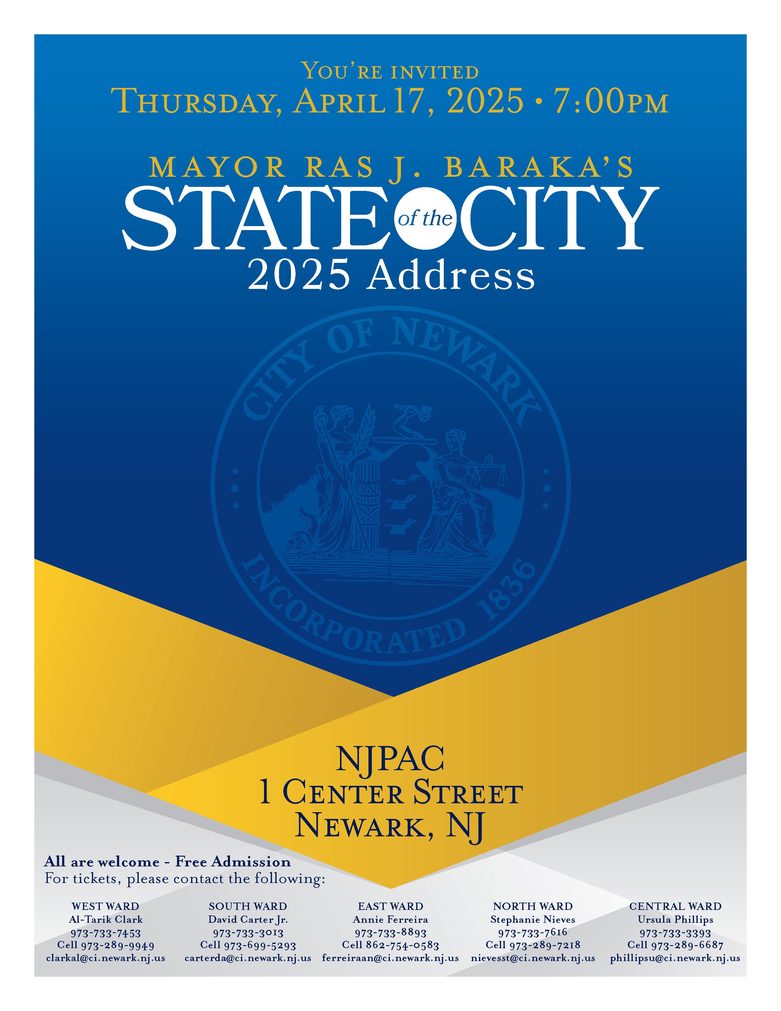 Newark Mayor to Present 11th State of the City Address