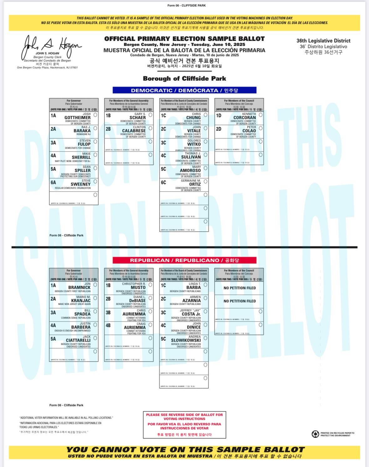 Primary Election Sample Ballot