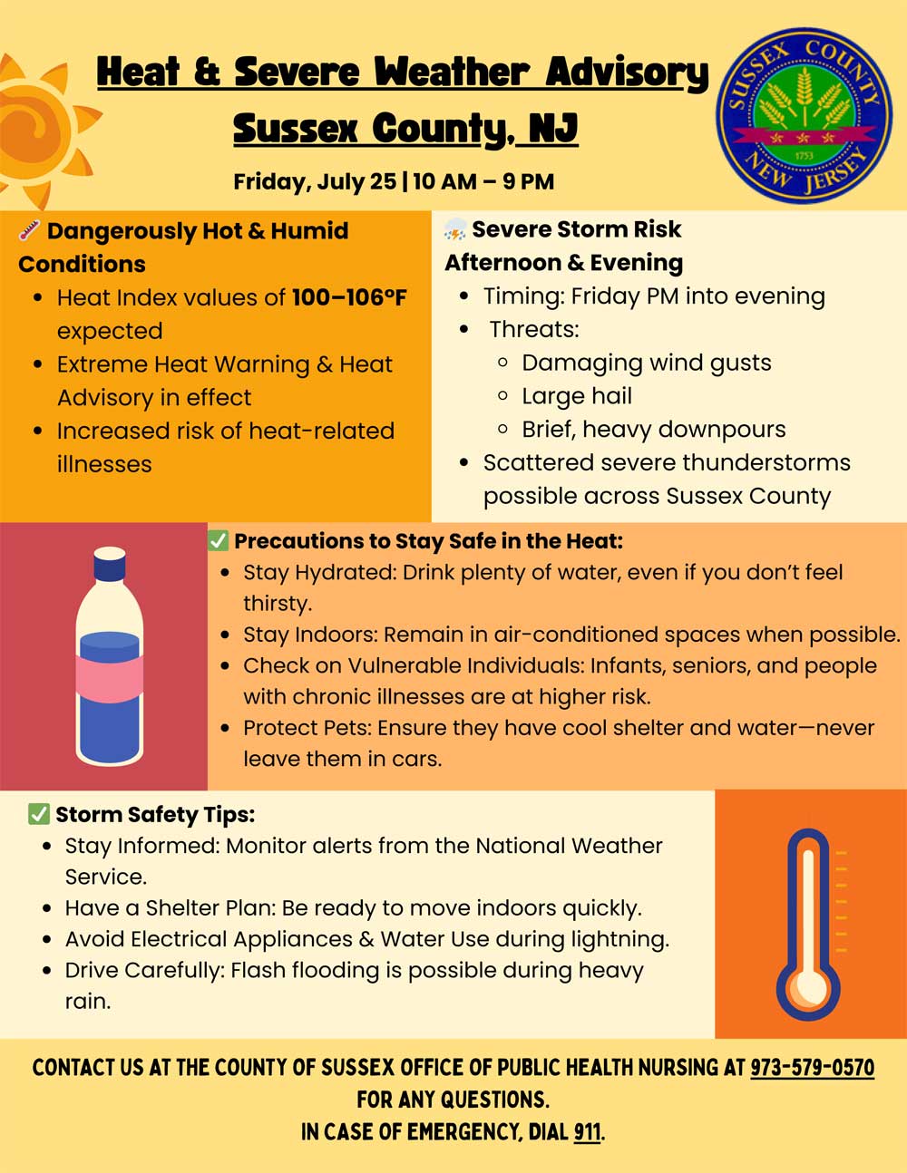 Heat and Severe Weather Advisory for Friday, July 24th